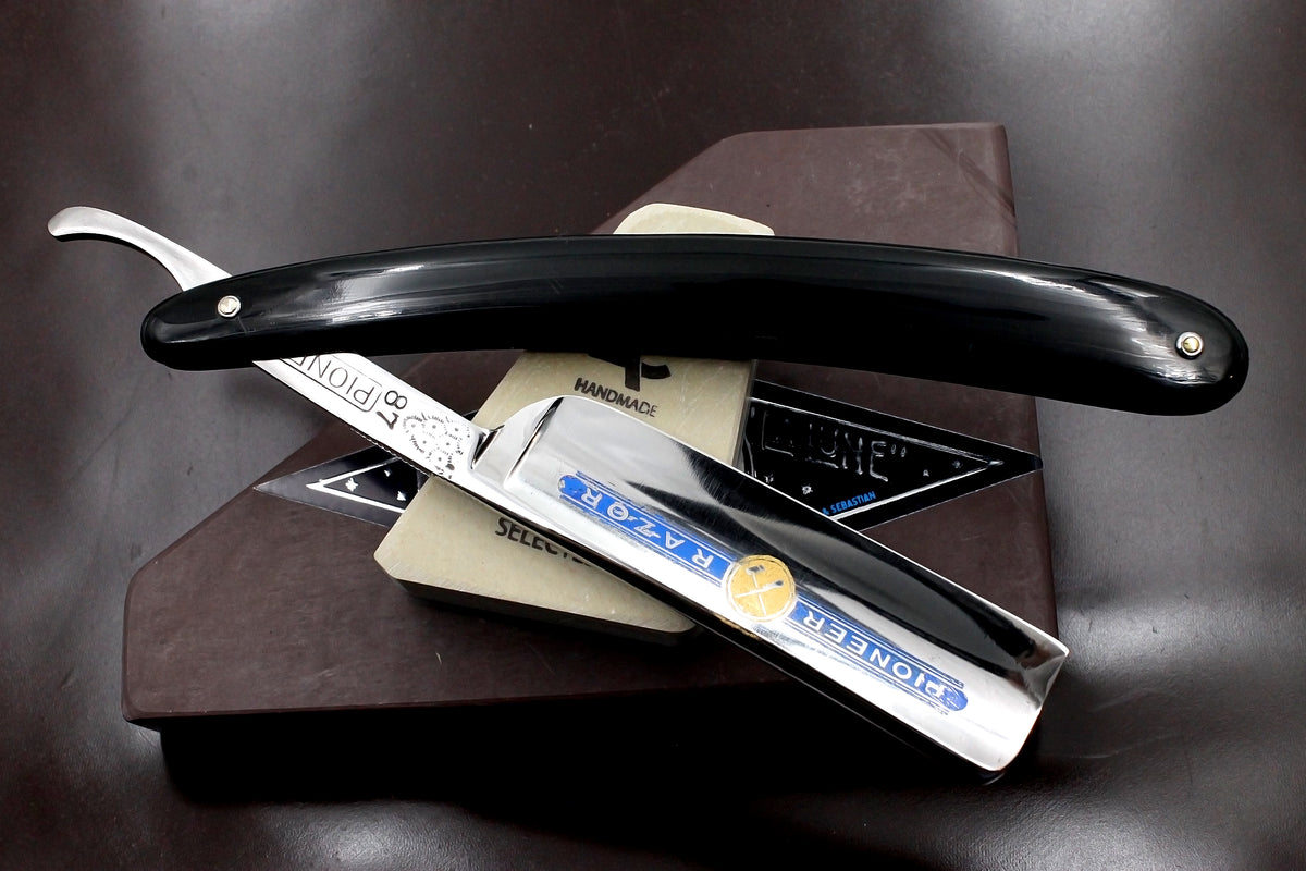 "Pioneer Razor" Excellent Fancy Fully Restored - 6/8 Vintage Japanese Straight Razor - Shave Ready