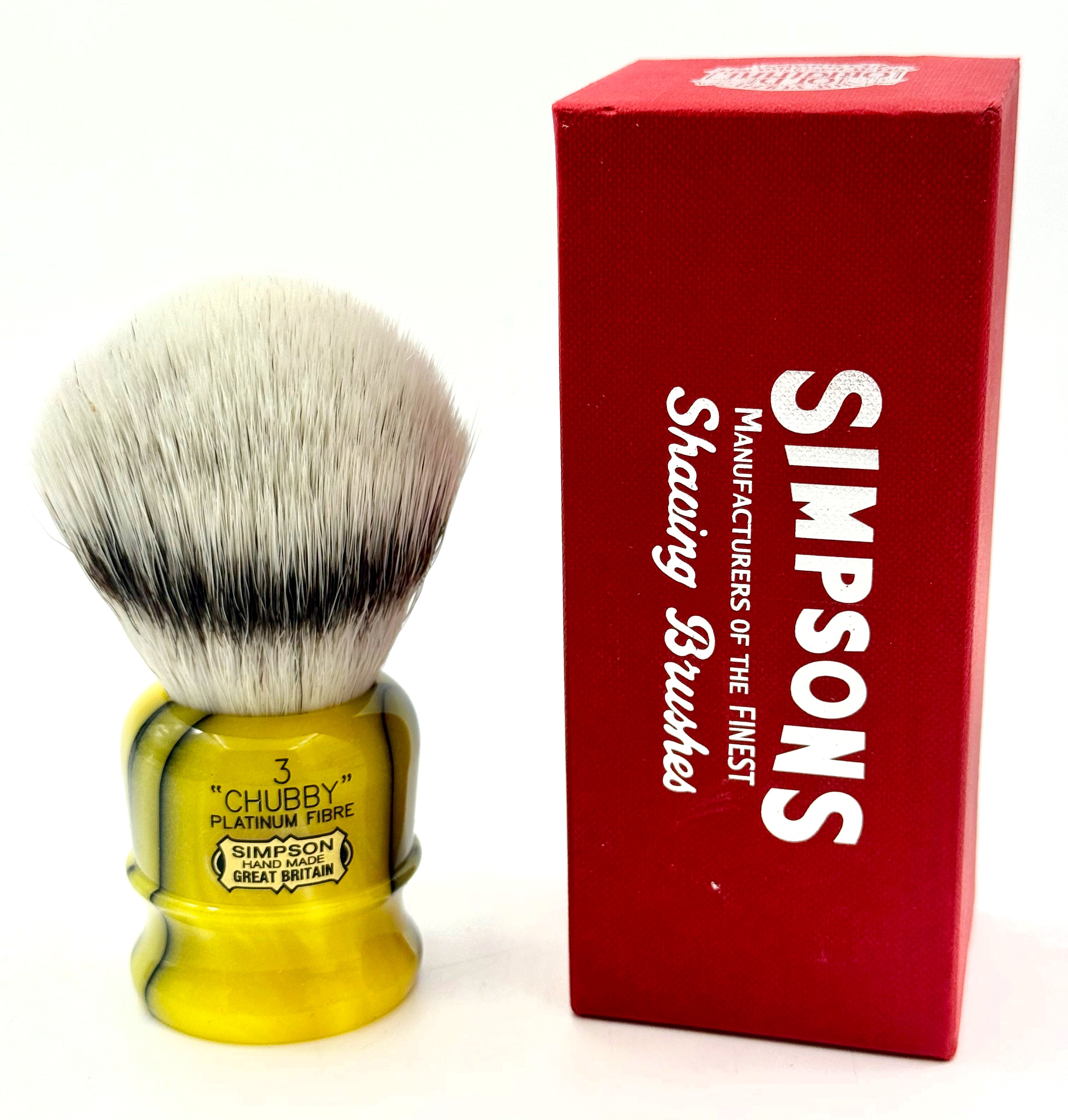 Limited Edition Simpson Chubby CH3 Platinum Synthetic Bristle Shaving Brush - Medallion Yellow