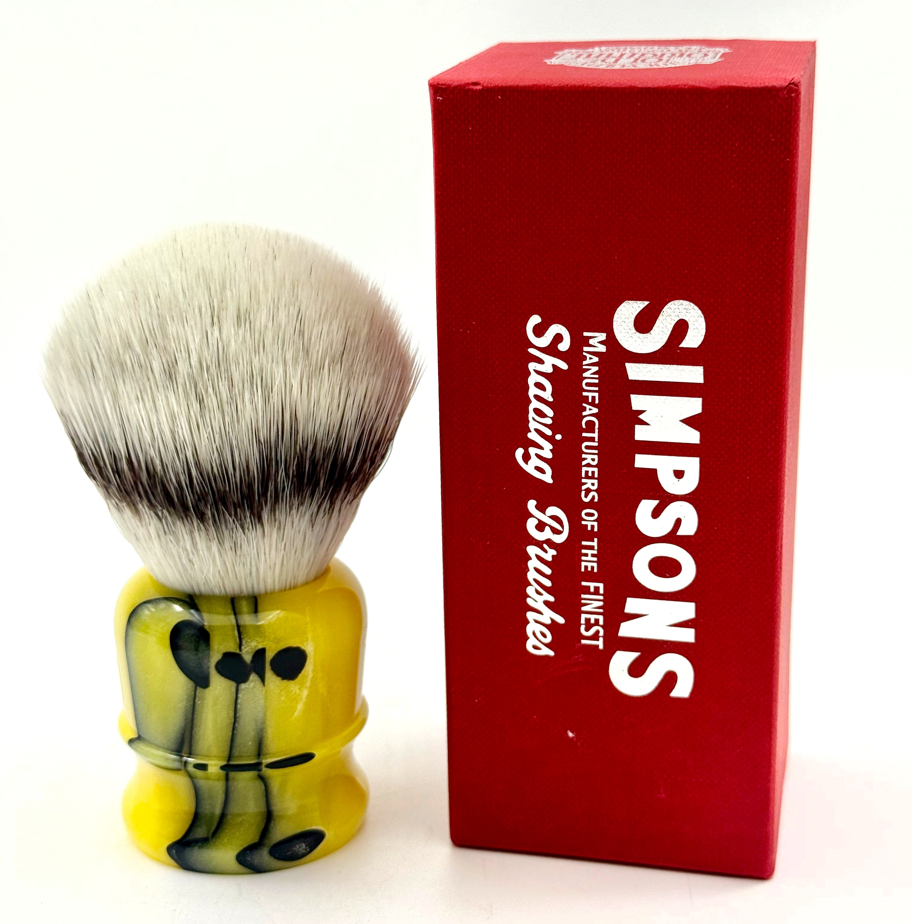 Limited Edition Simpson Chubby CH3 Platinum Synthetic Bristle Shaving Brush - Medallion Yellow