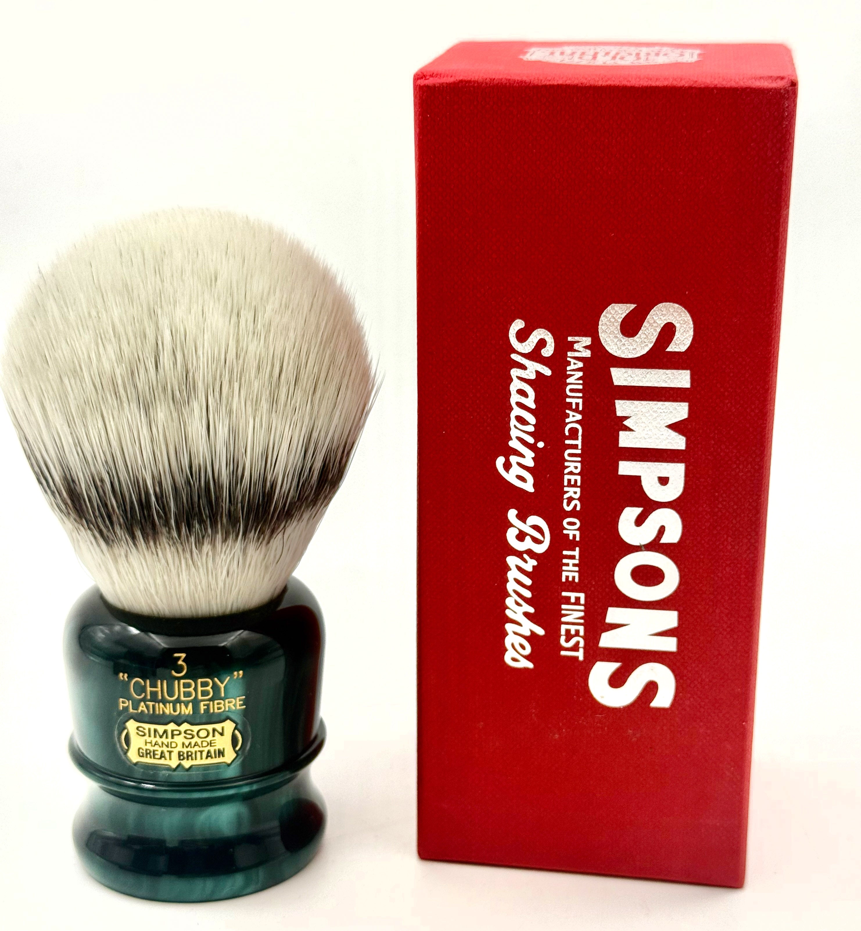 Blaireau de rasage à poils synthétiques Simpson Chubby CH3 Platinum