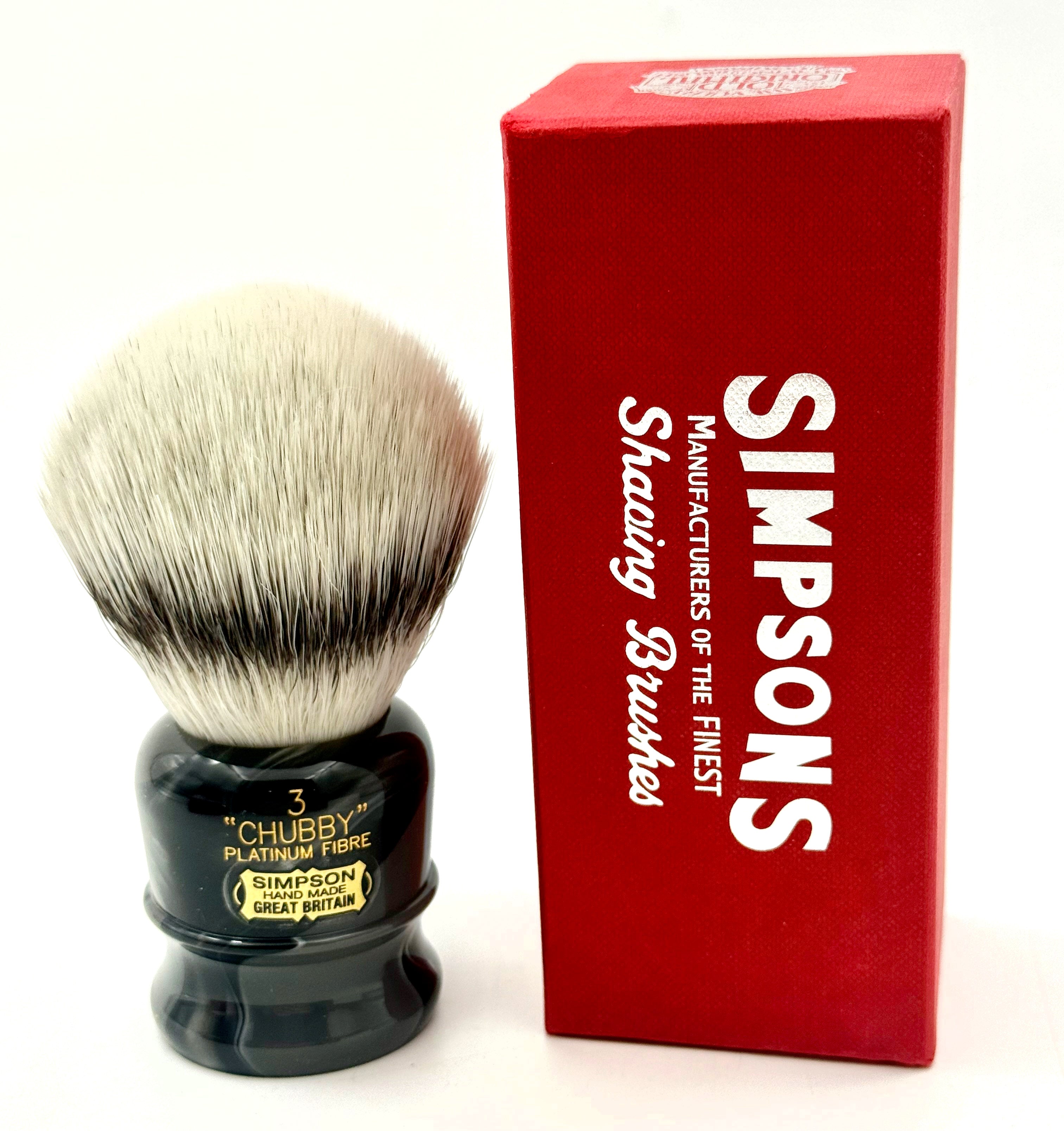 Limited Edition Simpson Chubby CH3 Platinum Synthetic Bristle Shaving Brush - Luna