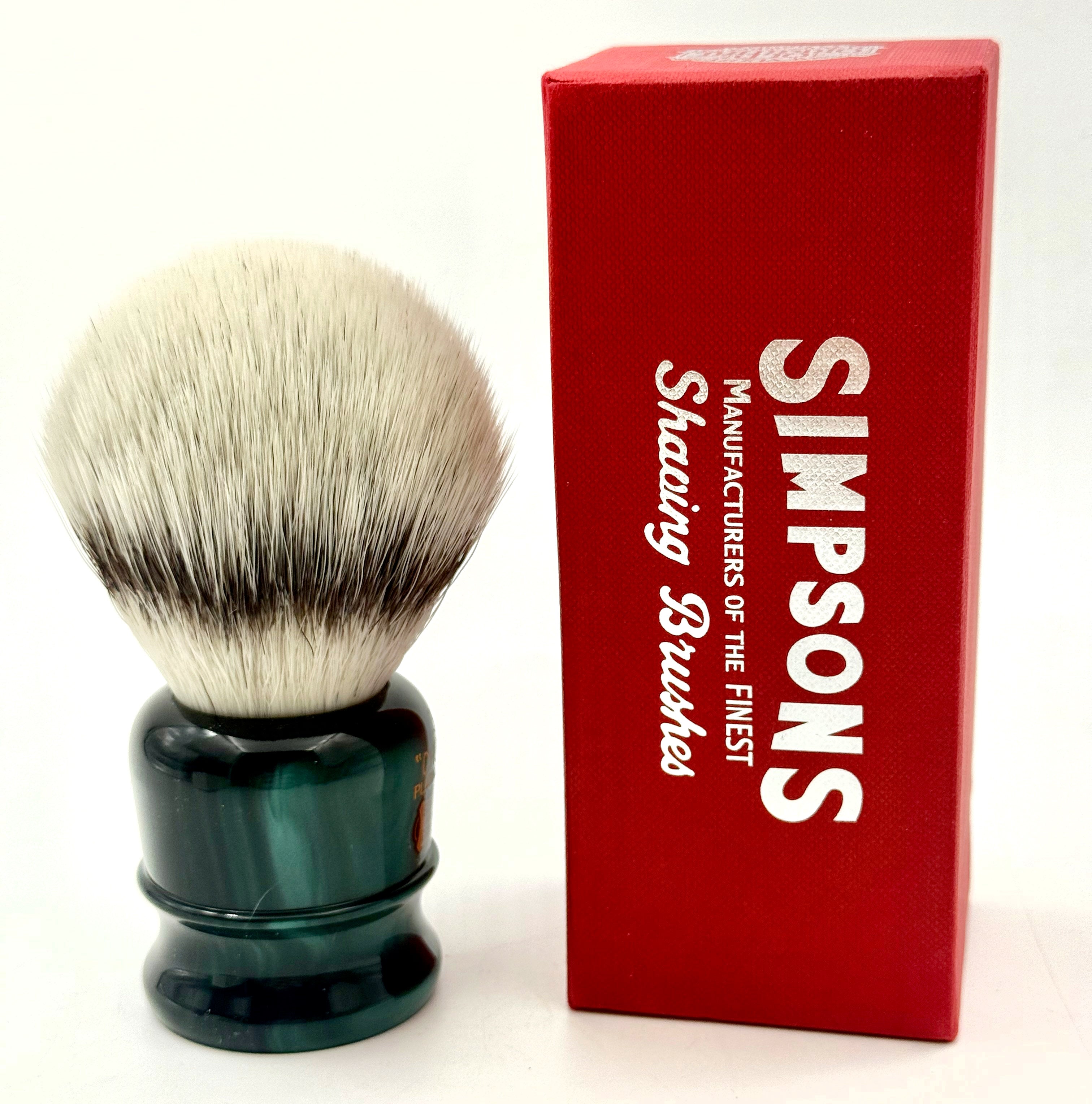 Limited Edition Simpson Chubby CH3 Platinum Synthetic Bristle Shaving Brush - Emerald
