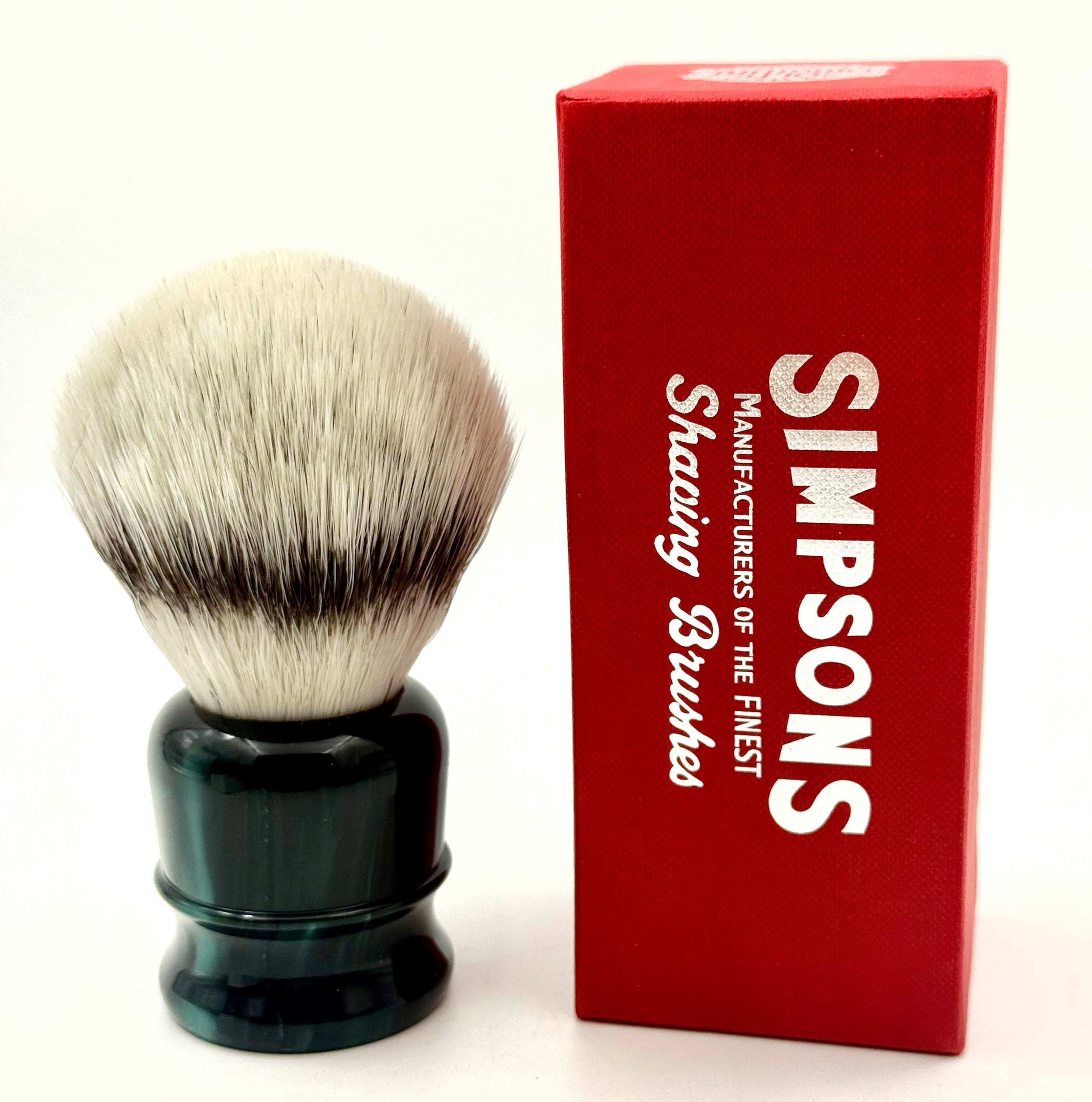 Limited Edition Simpson Chubby CH3 Platinum Synthetic Bristle Shaving Brush - Emerald