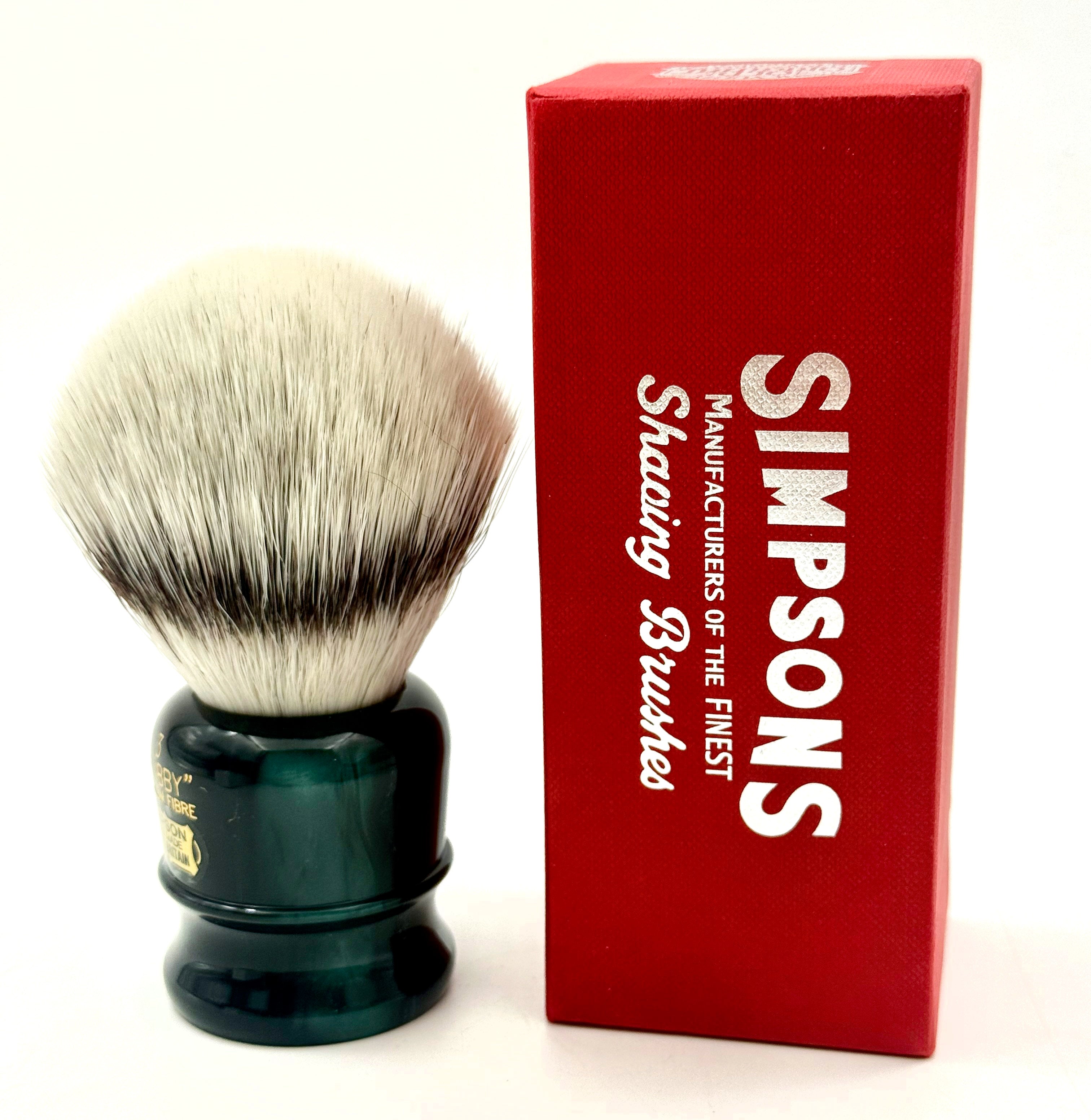Limited Edition Simpson Chubby CH3 Platinum Synthetic Bristle Shaving Brush - Emerald