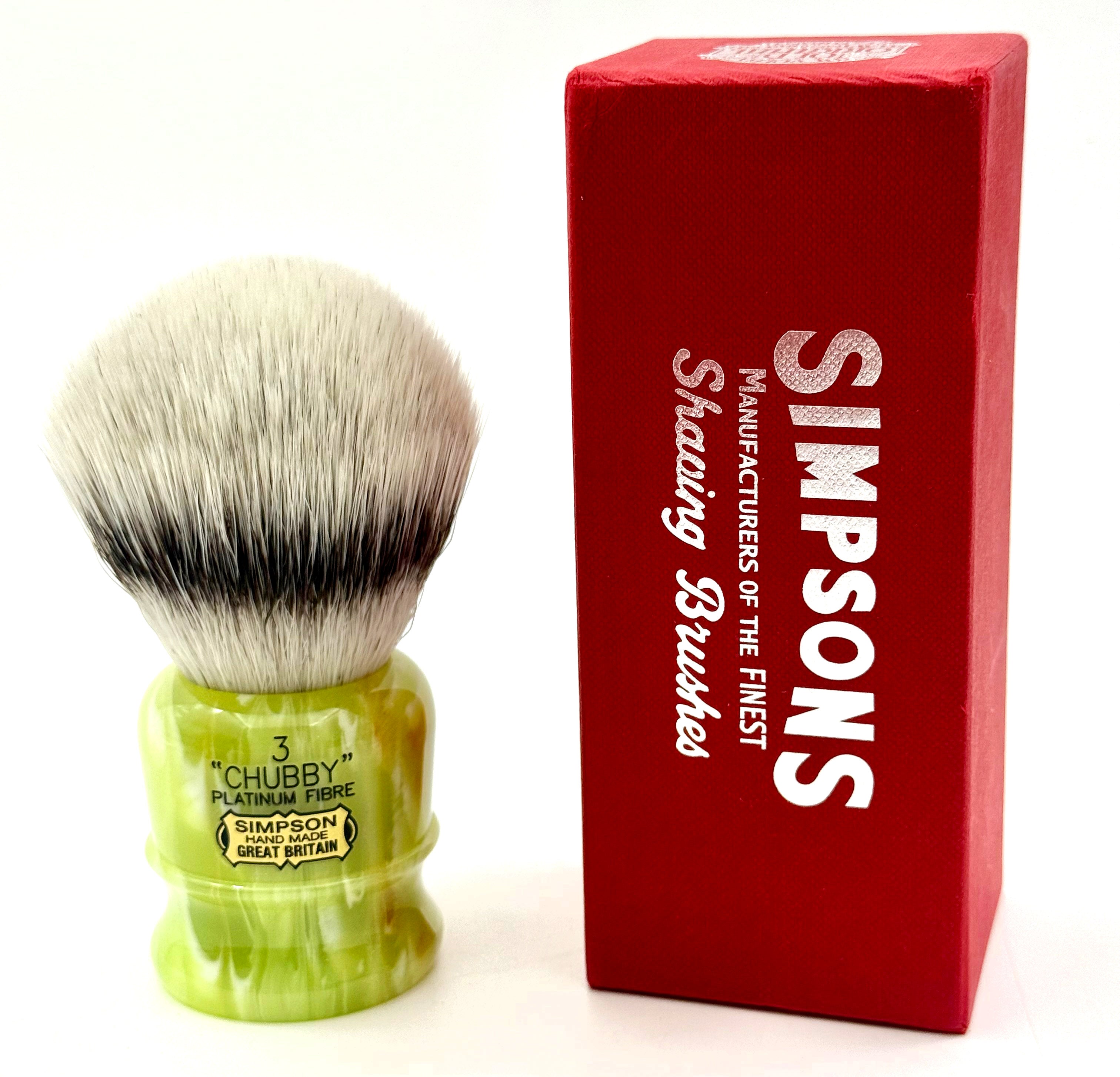 Limited Edition Simpson Chubby CH3 Platinum Synthetic Bristle Shaving Brush - Jade