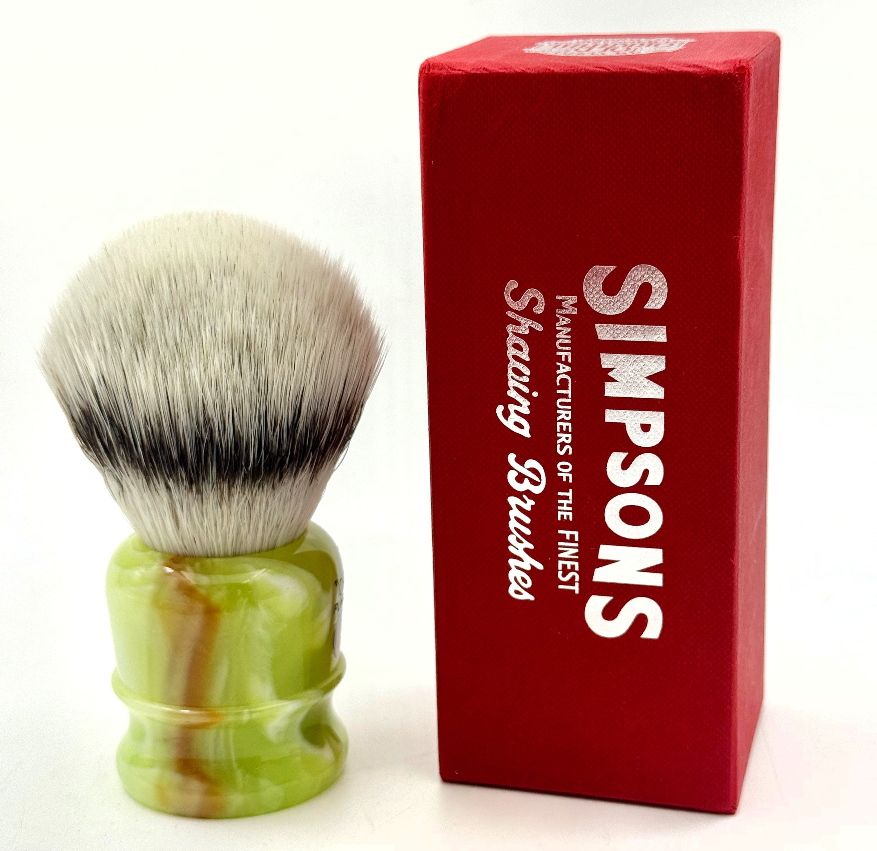 Limited Edition Simpson Chubby CH3 Platinum Synthetic Bristle Shaving Brush - Jade