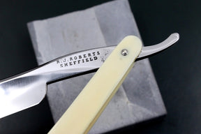 R.J. Roberts 6/8 Near Wedge with Ivory Scales - Vintage Sheffield Straight Razor - Shave Ready