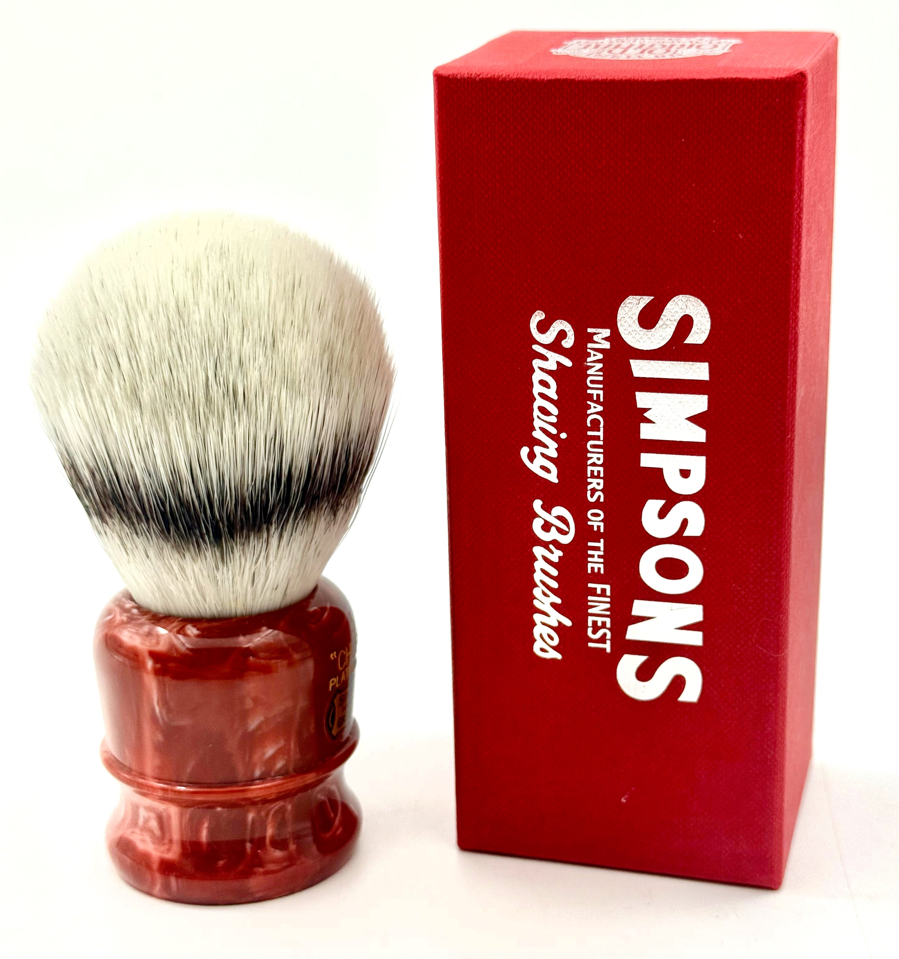Limited Edition Simpson Chubby CH3 Platinum Synthetic Bristle Shaving Brush - Coral