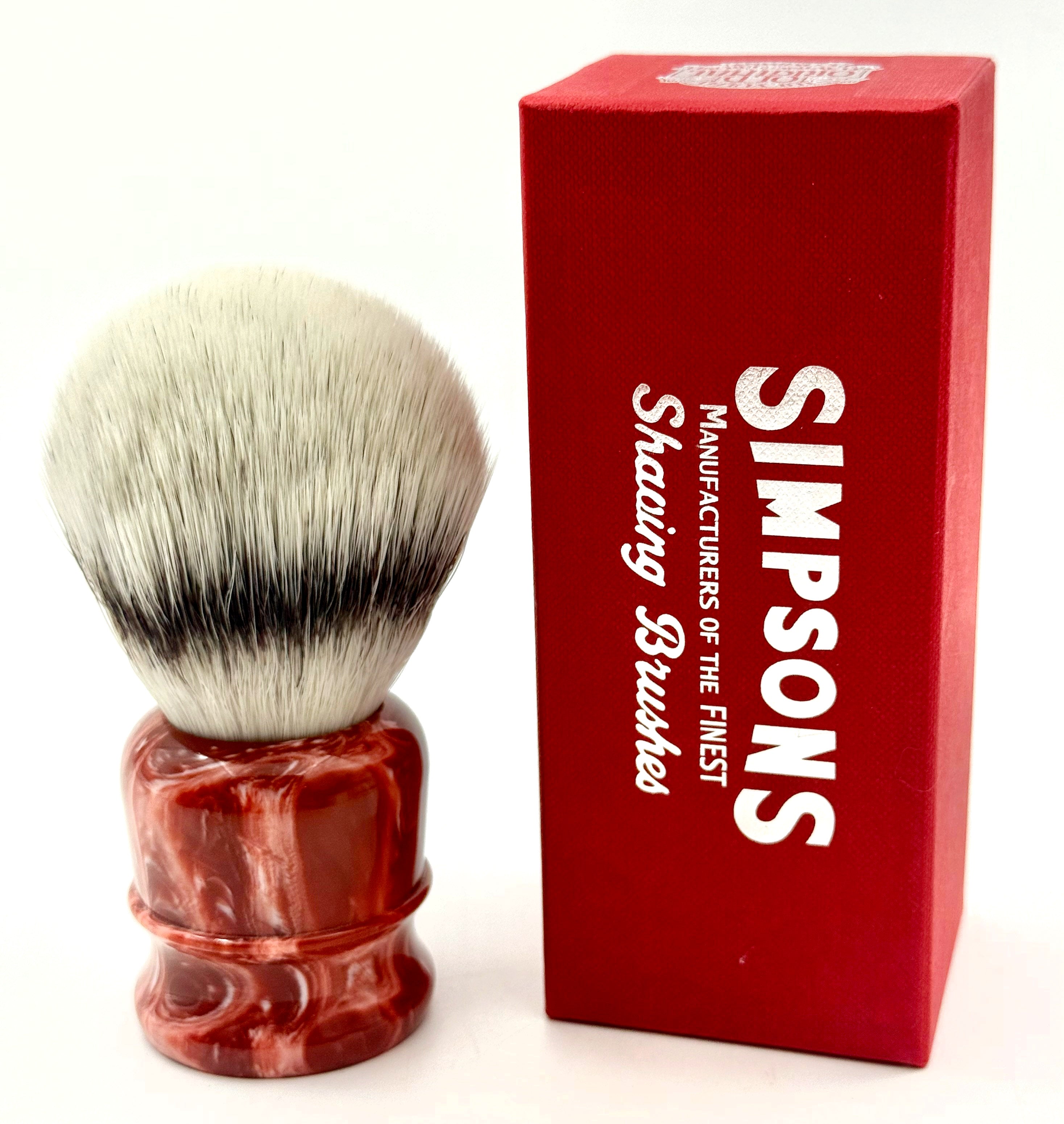 Limited Edition Simpson Chubby CH3 Platinum Synthetic Bristle Shaving Brush - Coral