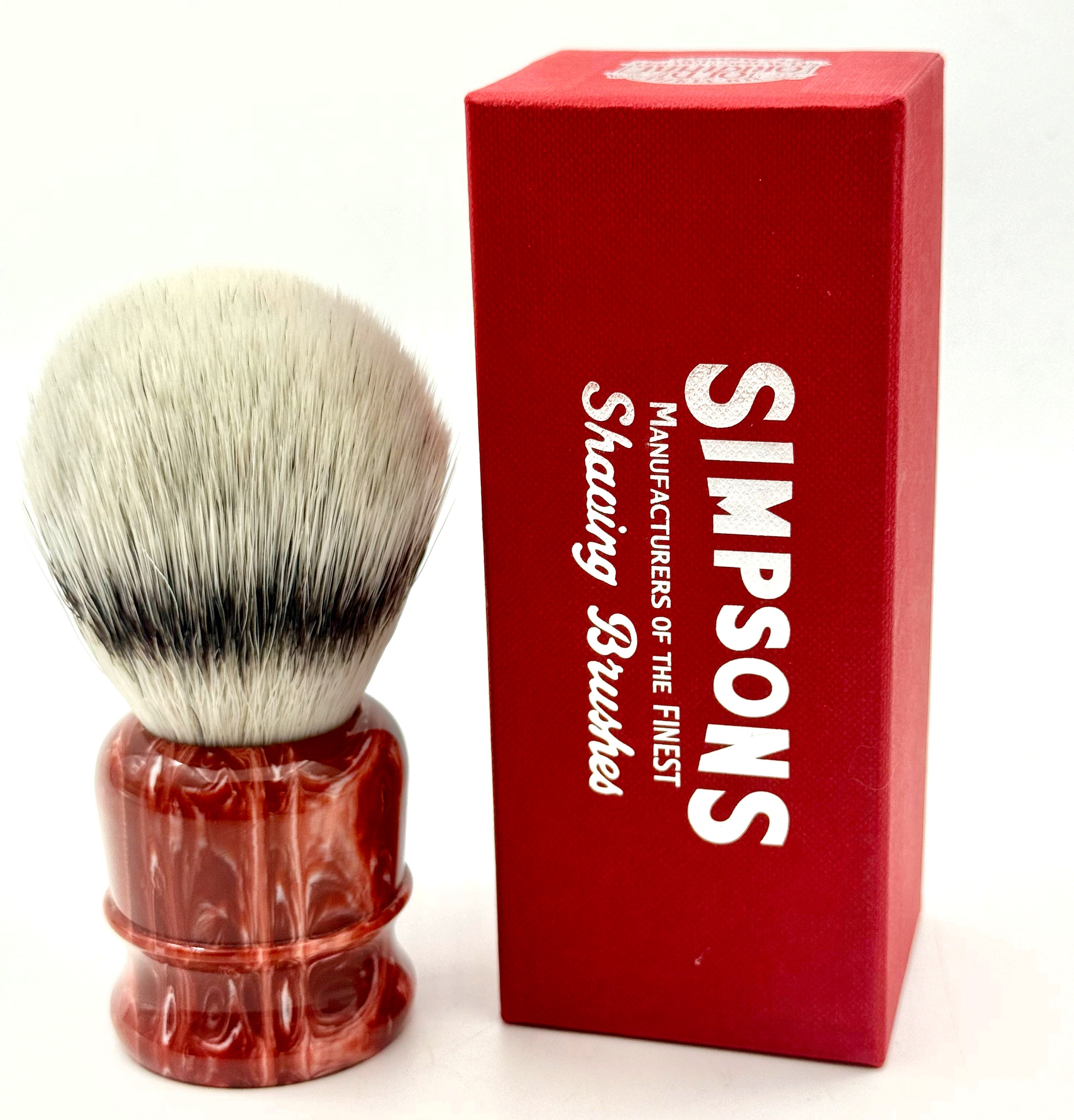 Limited Edition Simpson Chubby CH3 Platinum Synthetic Bristle Shaving Brush - Coral
