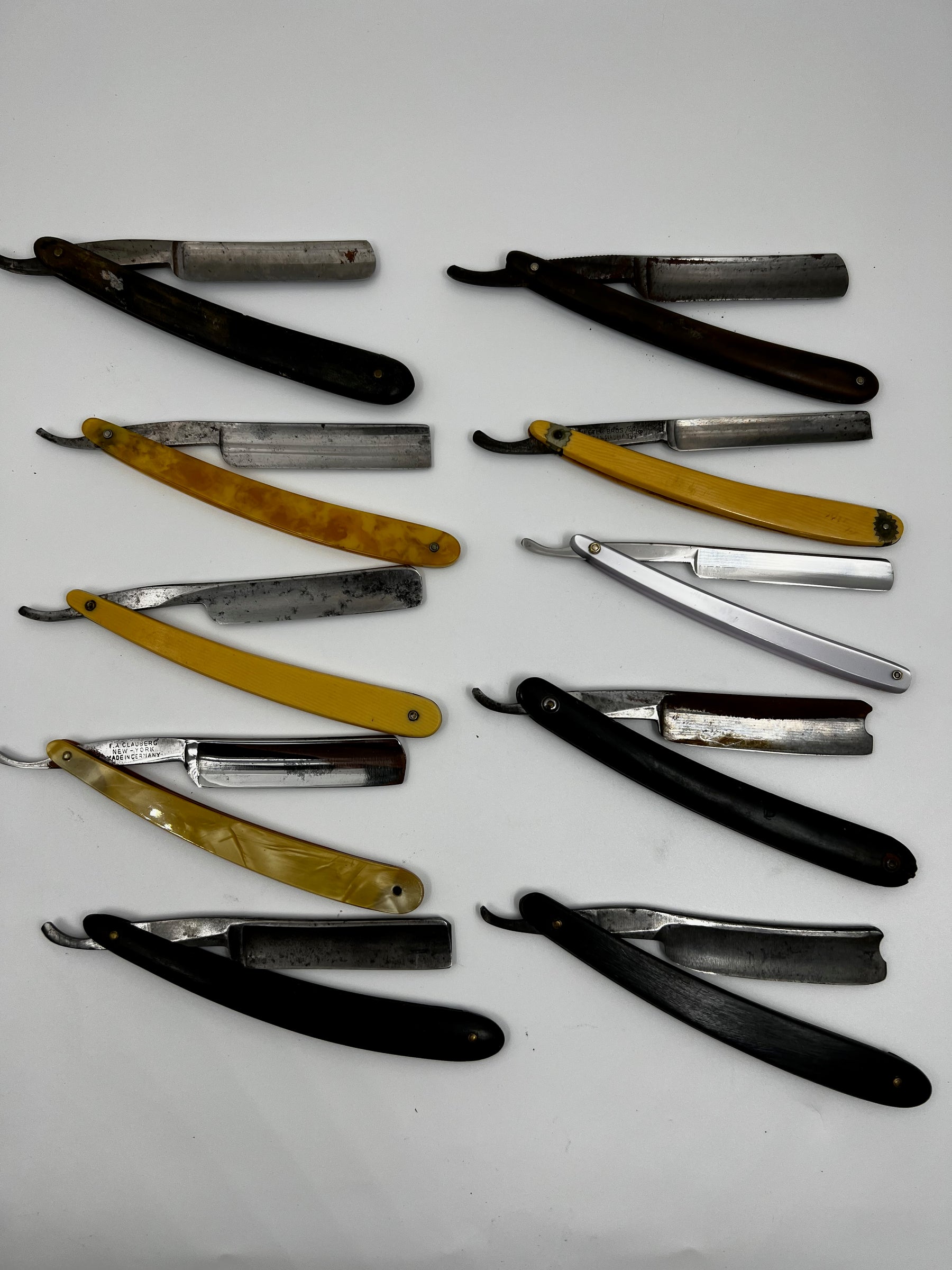 Vintage 10 Straight Razor Lot #3 - May Contain Sheffield, Solingen, Japanese & USA makers, as pictured