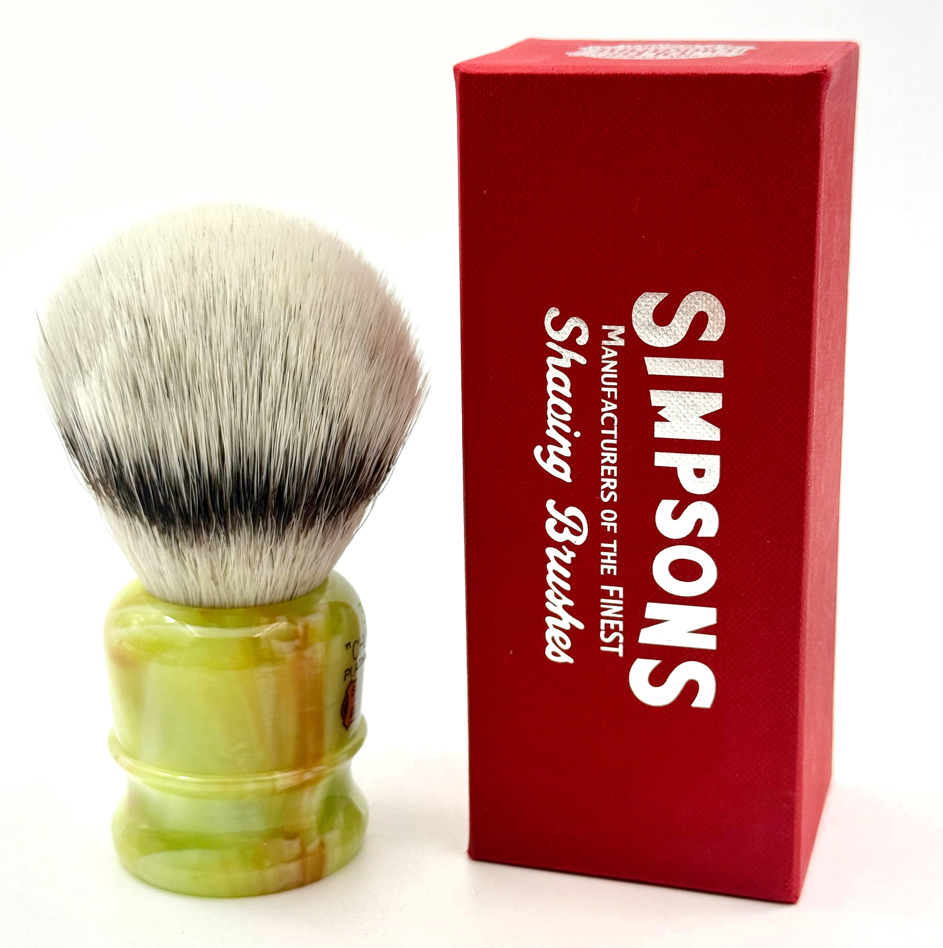 Limited Edition Simpson Chubby CH3 Platinum Synthetic Bristle Shaving Brush - Jade