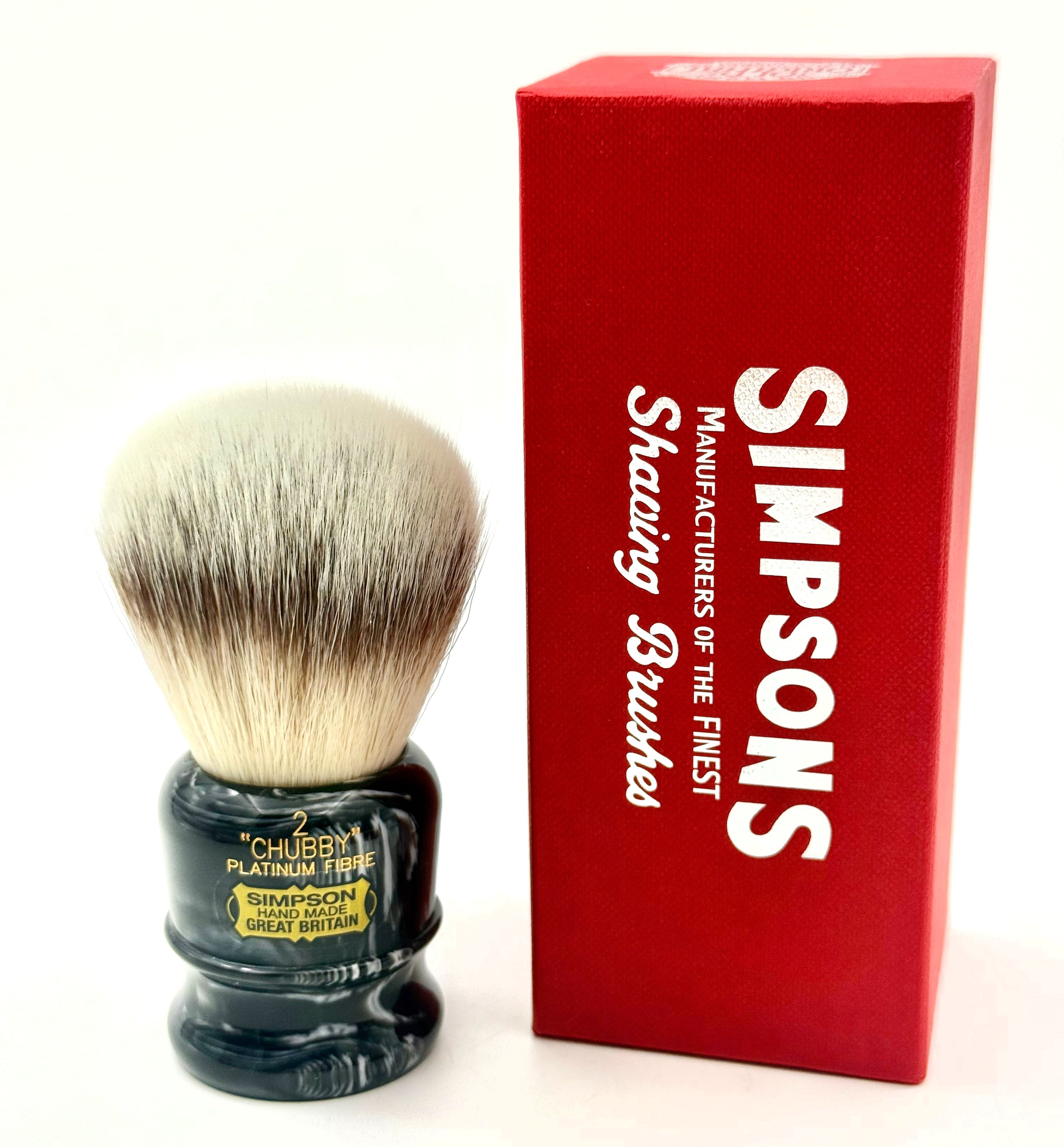 Limited Edition Simpson Chubby CH3 Platinum Synthetic Bristle Shaving Brush - Ebony Marble