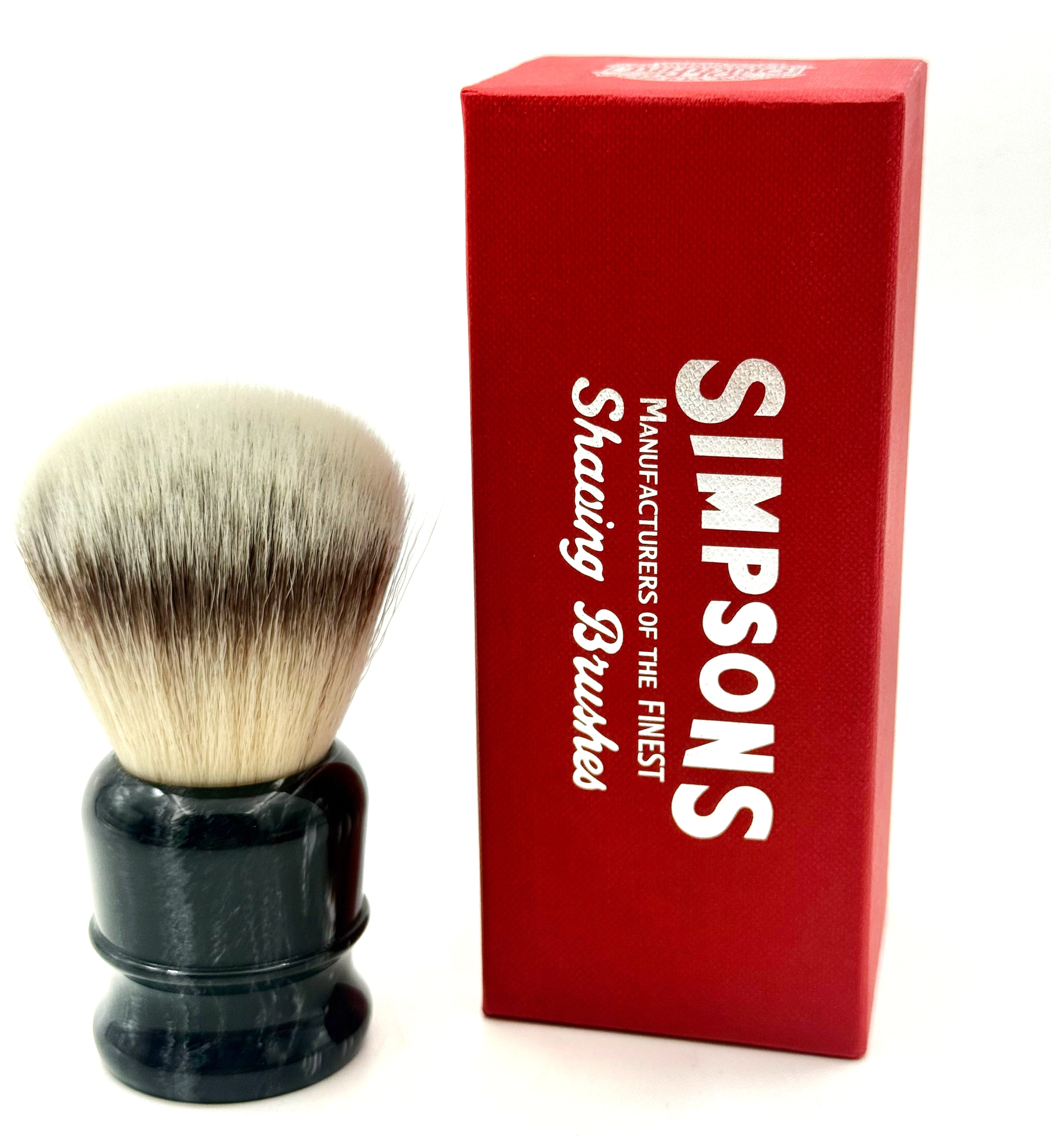 Limited Edition Simpson Chubby CH3 Platinum Synthetic Bristle Shaving Brush - Ebony Marble