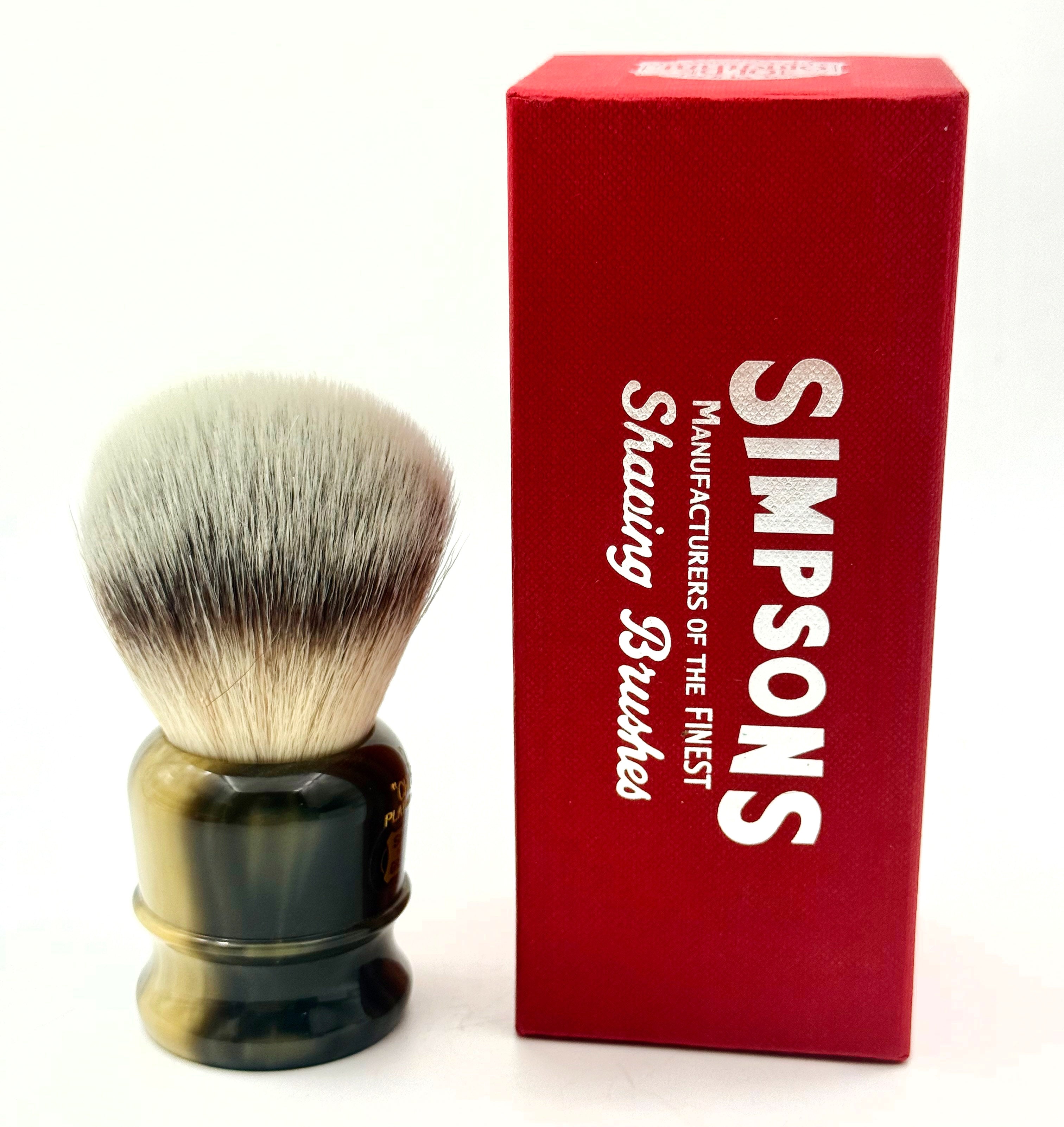 Limited Edition Simpson Chubby CH3 Platinum Synthetic Bristle Shaving Brush - Faux Horn