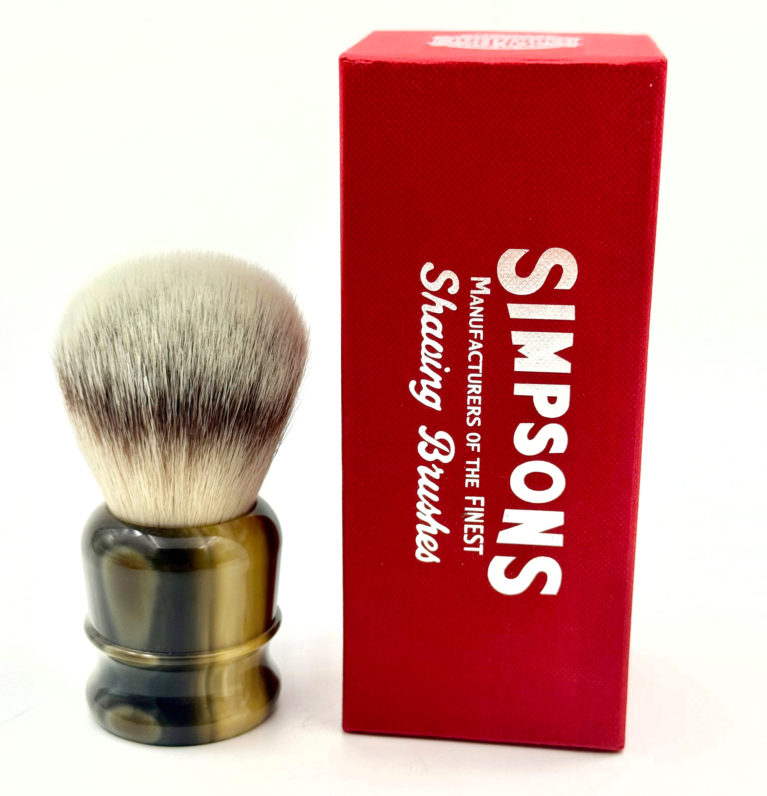 Limited Edition Simpson Chubby CH3 Platinum Synthetic Bristle Shaving Brush - Faux Horn