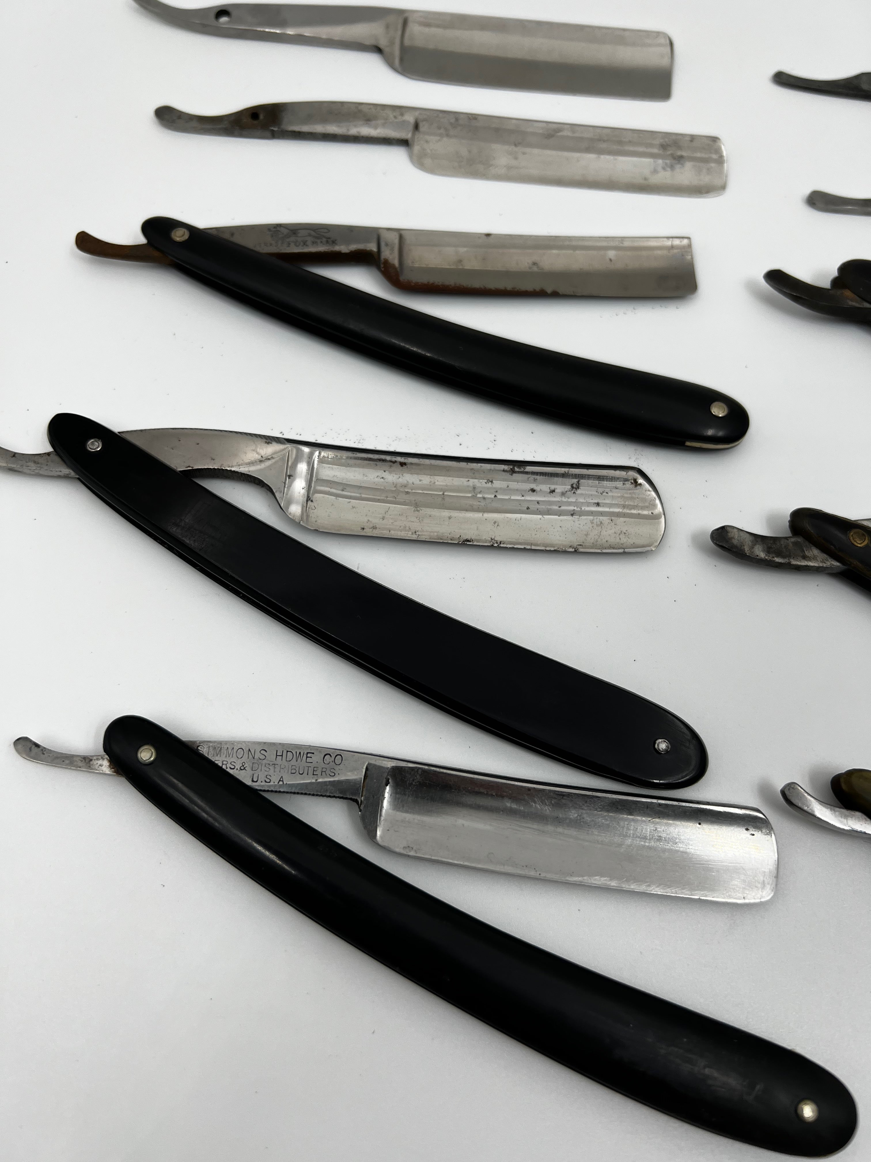 Vintage 10 Straight Razor Lot #4 - May Contain Sheffield, Solingen, Japanese & USA makers, as pictured