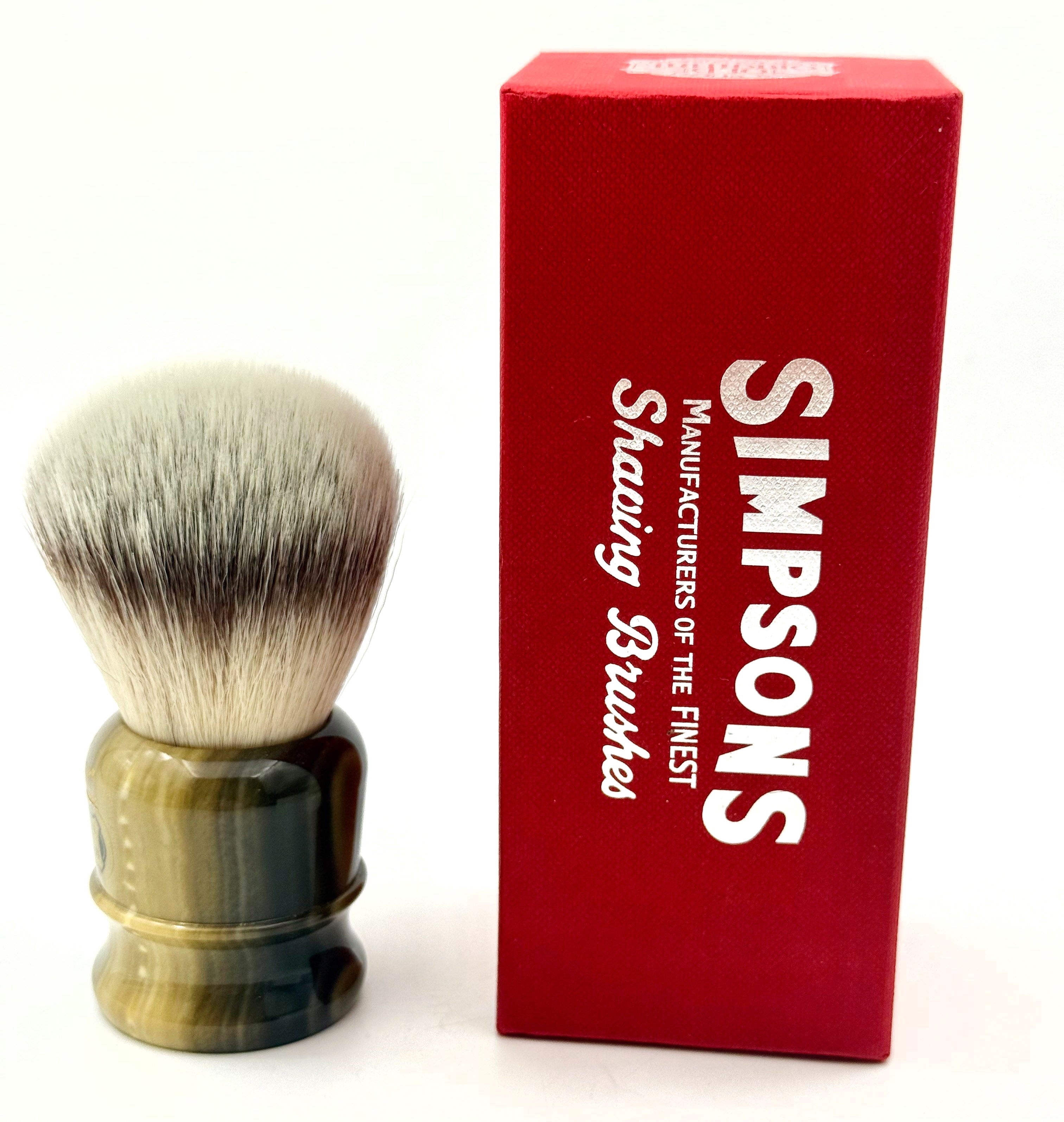 Limited Edition Simpson Chubby CH3 Platinum Synthetic Bristle Shaving Brush - Faux Horn