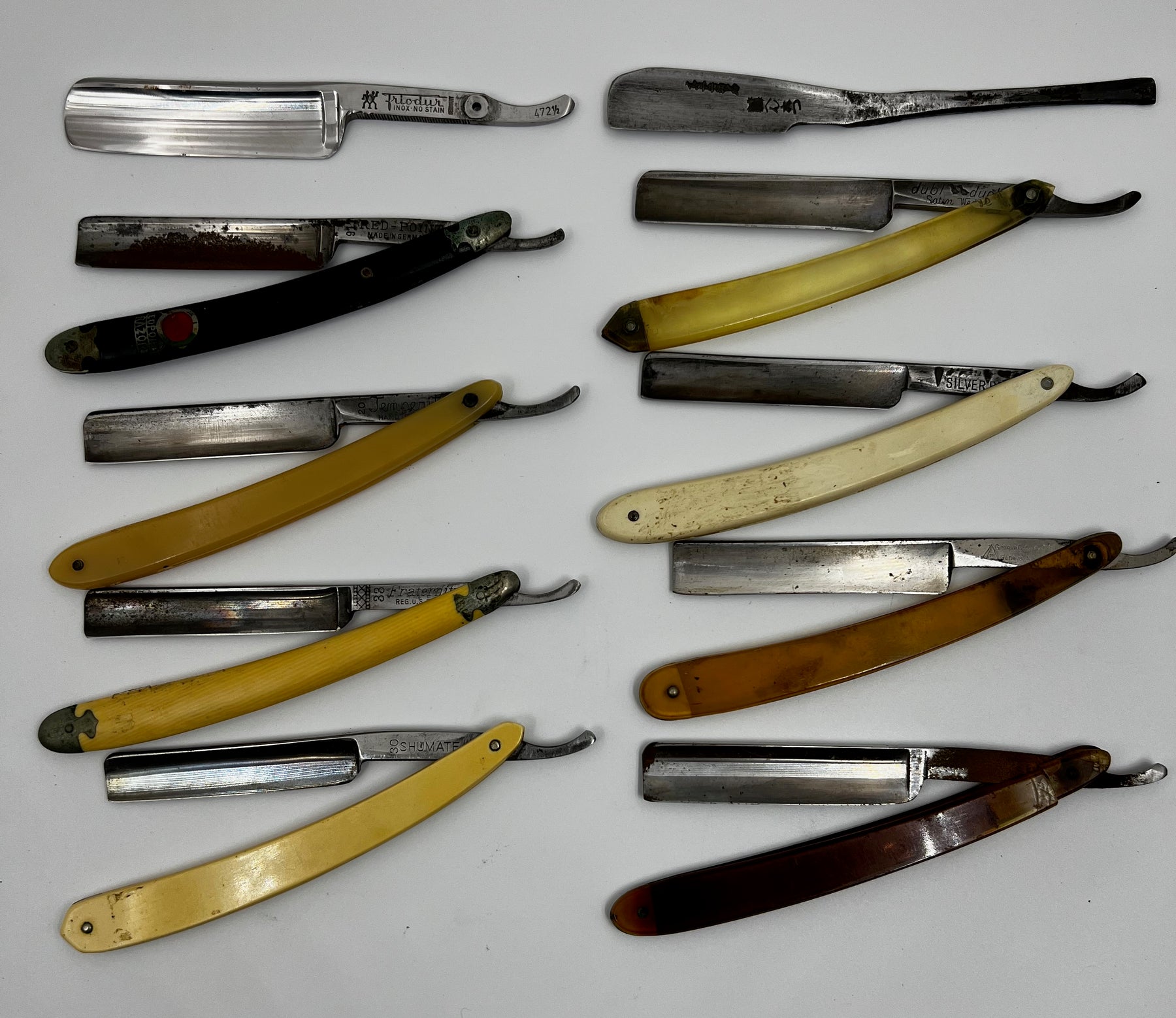 Vintage 10 Straight Razor Lot #7 - May Contain Sheffield, Solingen, Japanese & USA makers, as pictured