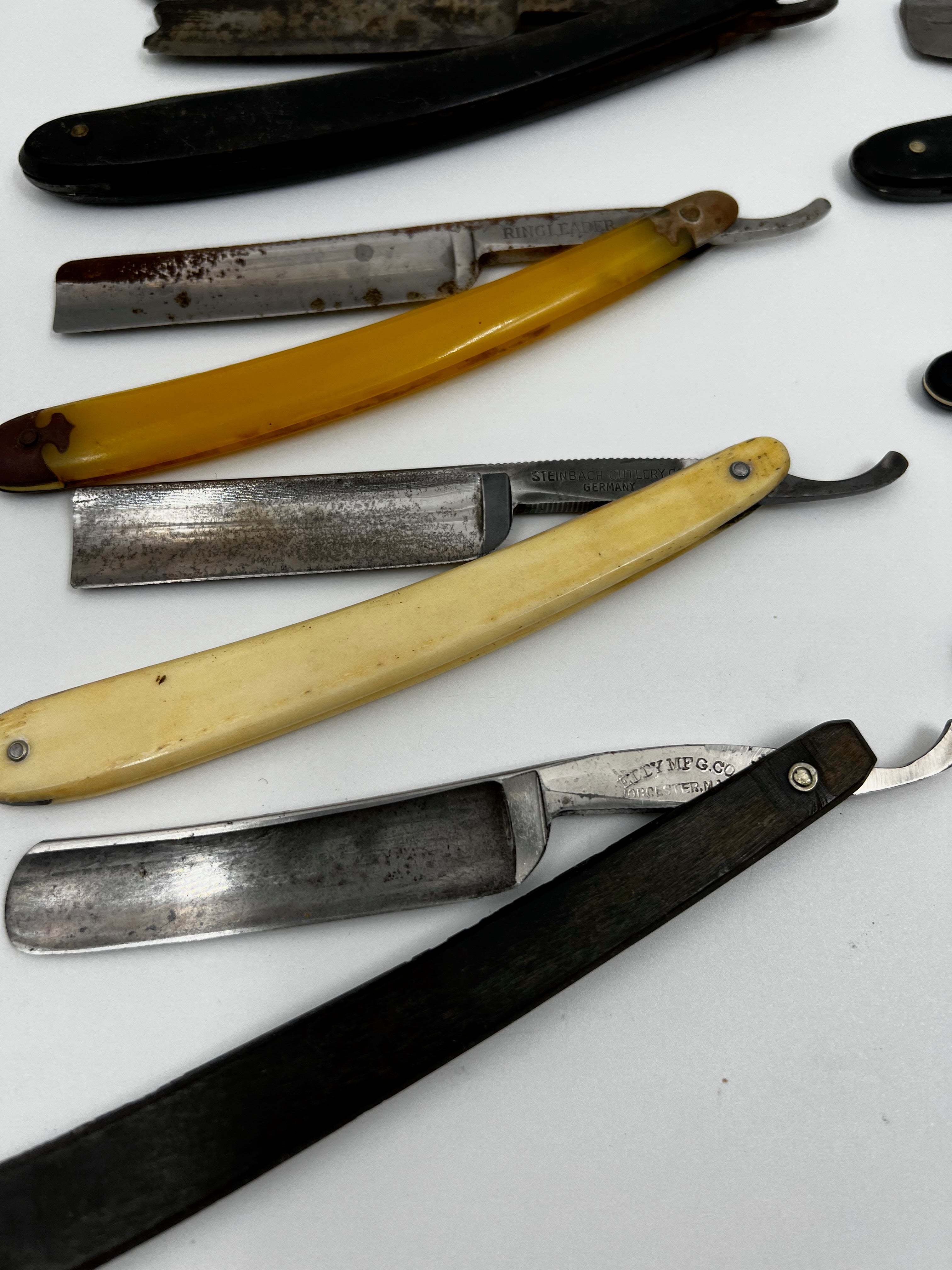 Vintage 10 Straight Razor Lot #9 - May Contain Sheffield, Solingen, Japanese & USA makers, as pictured