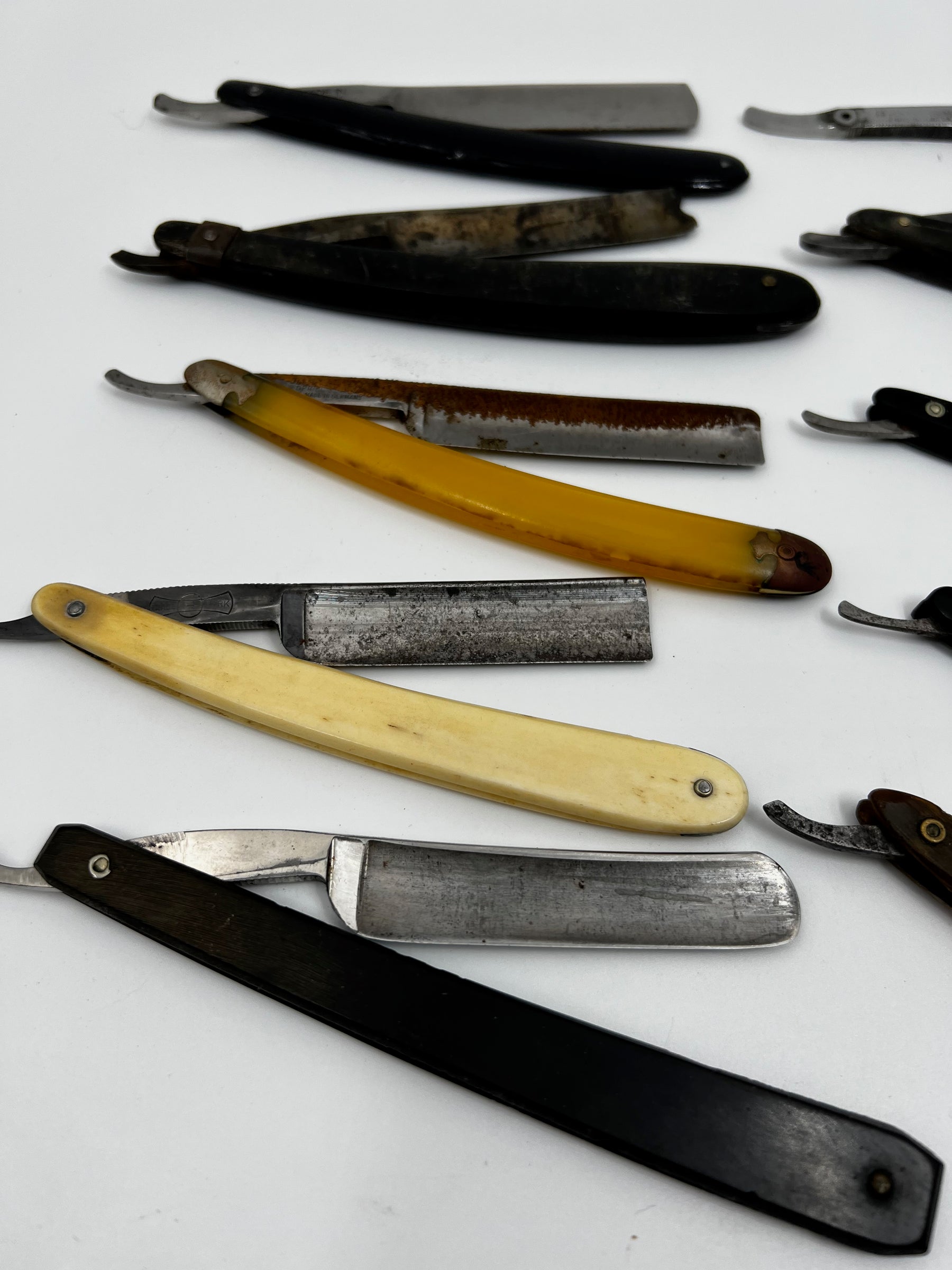 Vintage 10 Straight Razor Lot #9 - May Contain Sheffield, Solingen, Japanese & USA makers, as pictured