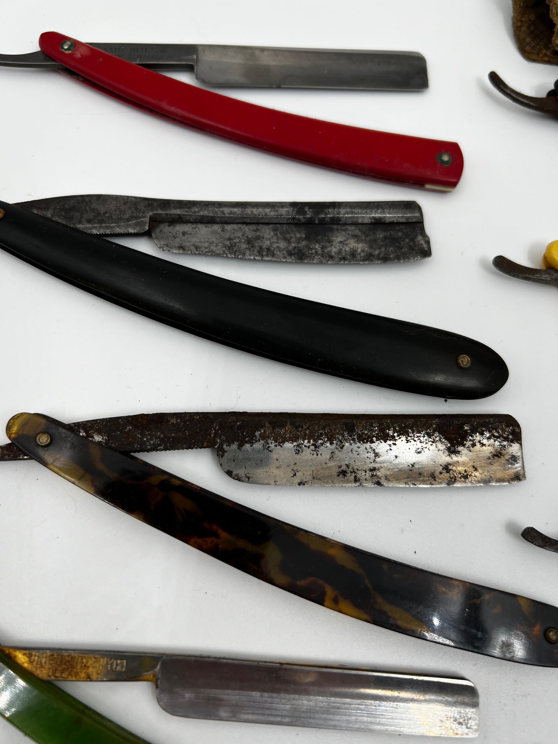 Vintage 10 Straight Razor Lot #11 - May Contain Sheffield, Solingen, Japanese & USA makers, as pictured
