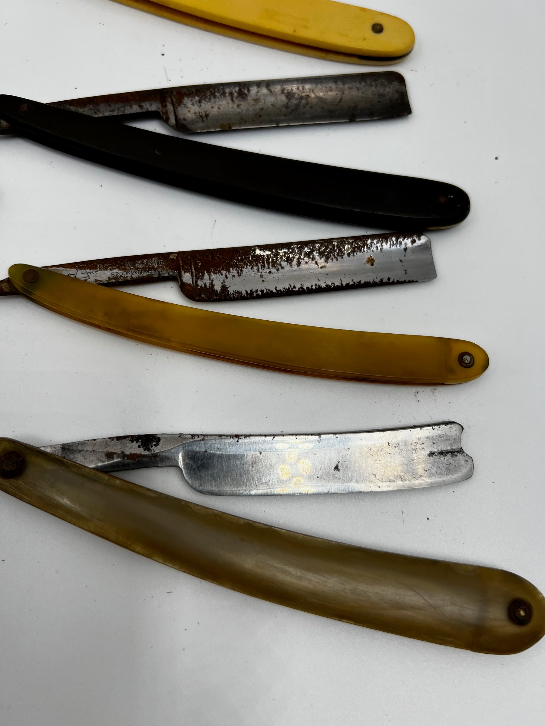 Vintage 10 Straight Razor Lot #11 - May Contain Sheffield, Solingen, Japanese & USA makers, as pictured