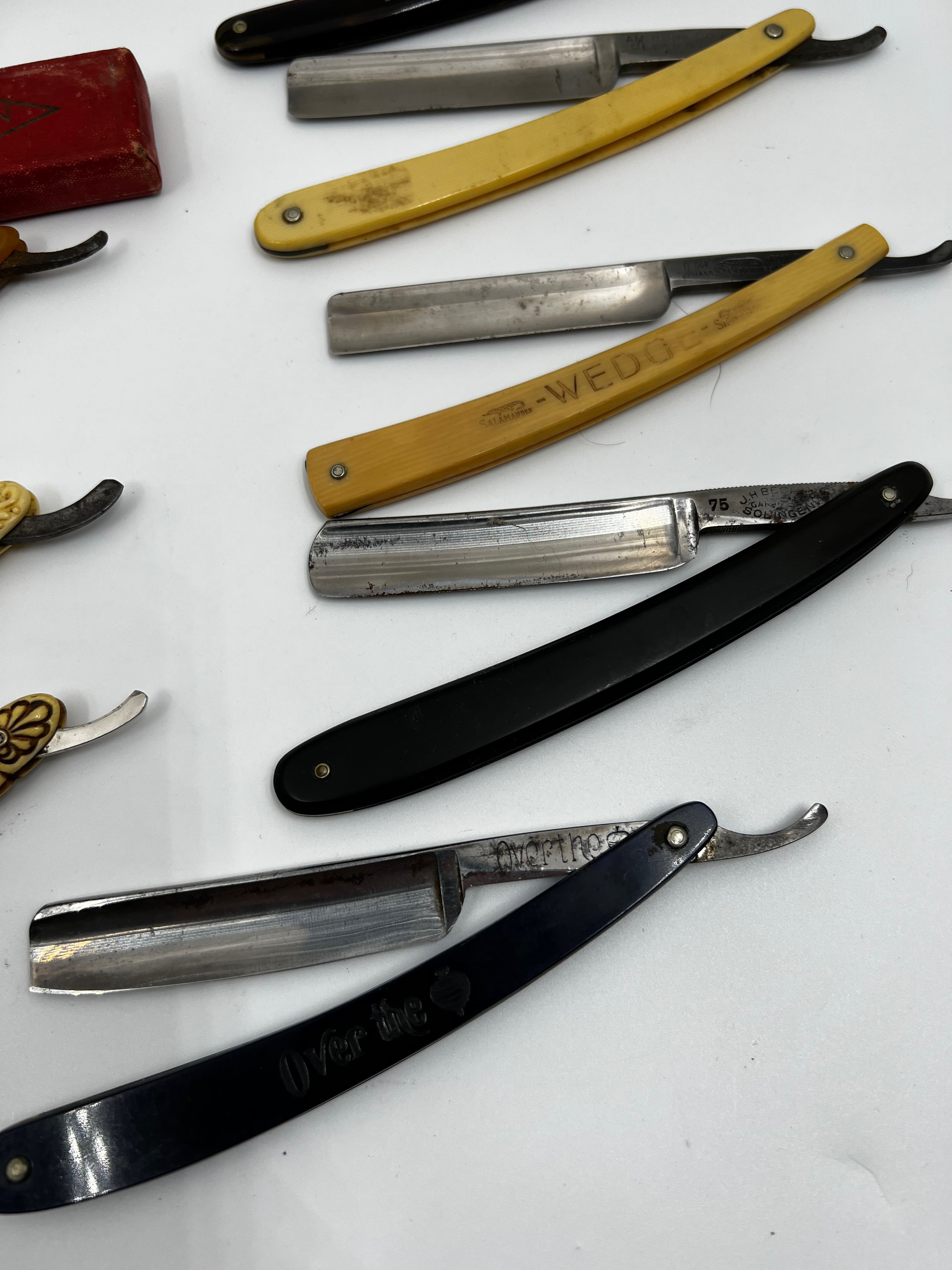 Vintage 10 Straight Razor Lot #13 - May Contain Sheffield, Solingen, Japanese & USA makers, as pictured