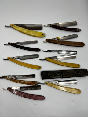 Vintage 10 Straight Razor Lot #16 - May Contain Sheffield, Solingen, Japanese & USA makers, as pictured