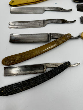 Vintage 10 Straight Razor Lot #18 - May Contain Sheffield, Solingen, Japanese & USA makers, as pictured