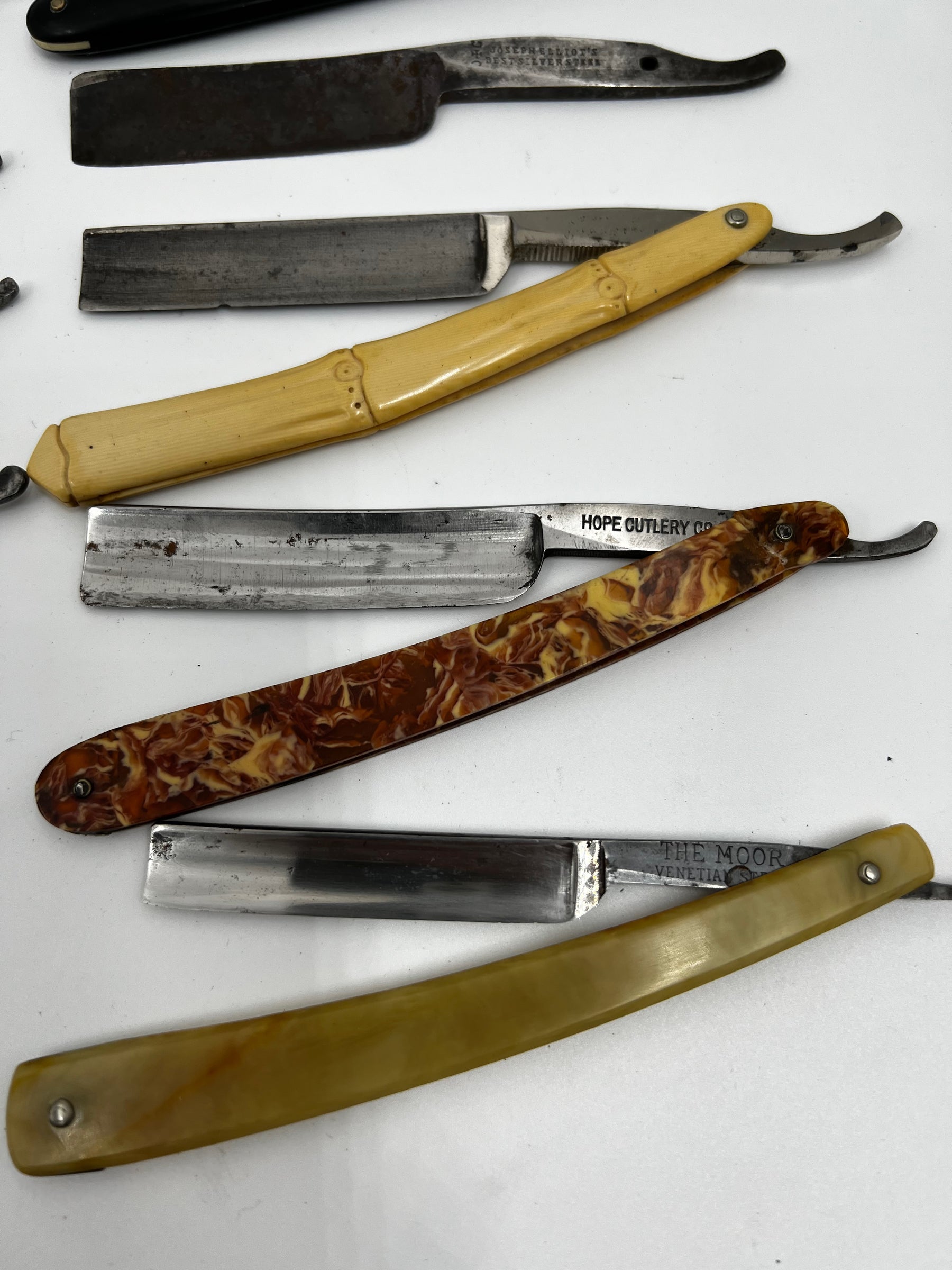 Vintage 10 Straight Razor Lot #18 - May Contain Sheffield, Solingen, Japanese & USA makers, as pictured