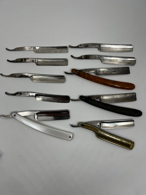 Vintage 10 Straight Razor Lot #25 - May Contain Sheffield, Solingen, Japanese & USA makers, as pictured