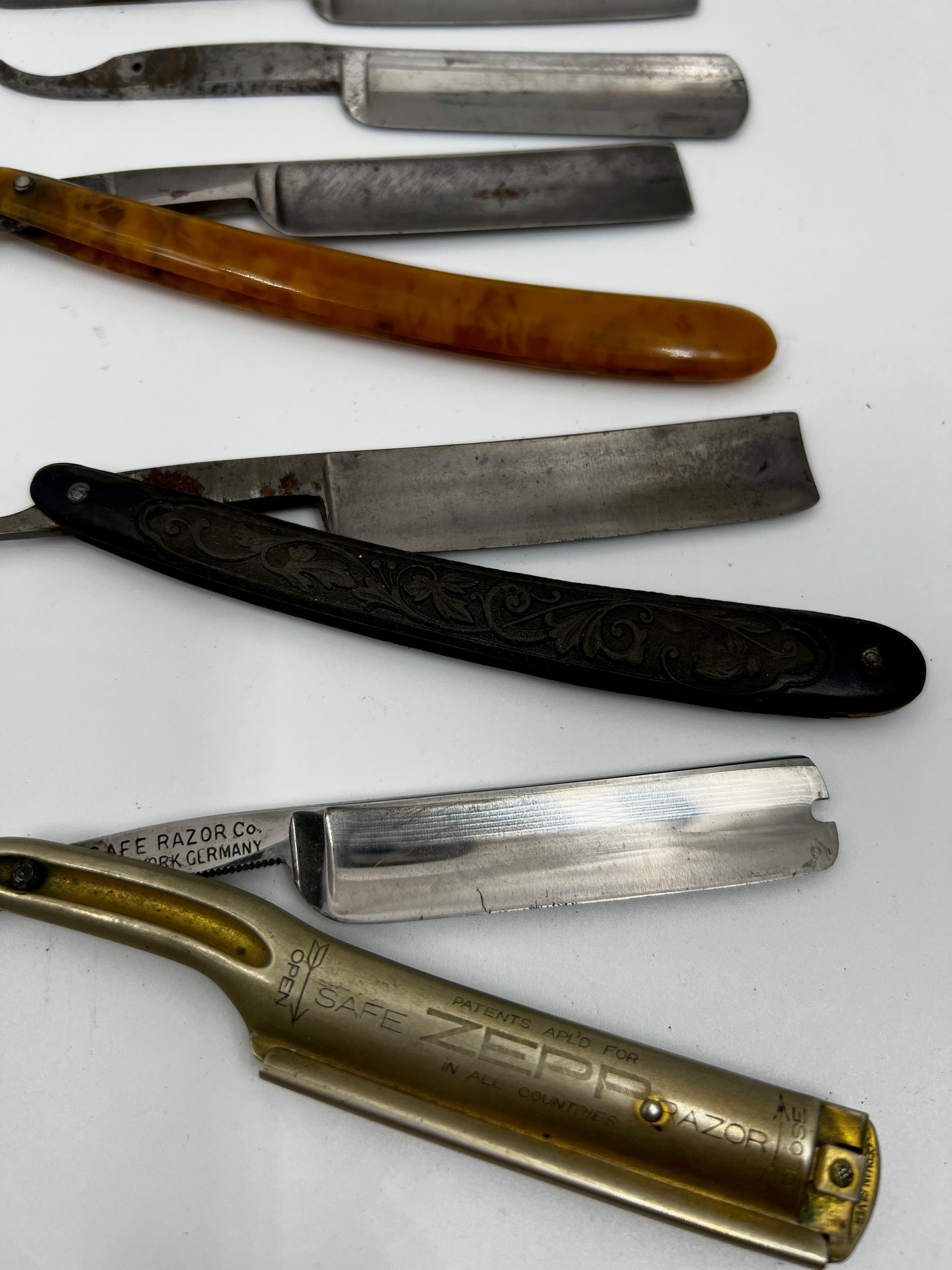 Vintage 10 Straight Razor Lot #25 - May Contain Sheffield, Solingen, Japanese & USA makers, as pictured