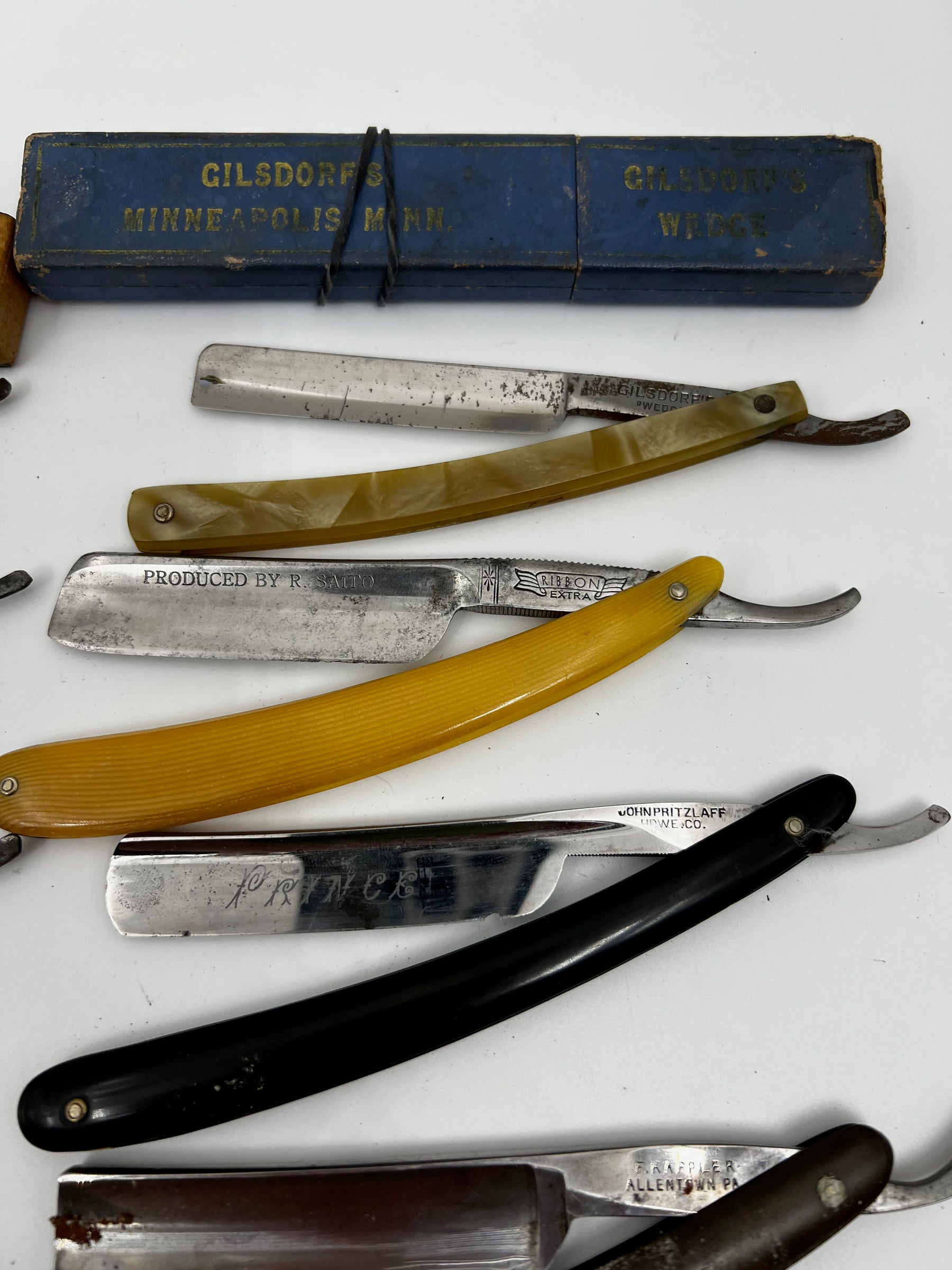 Vintage 10 Straight Razor Lot #26 - May Contain Sheffield, Solingen, Japanese & USA makers, as pictured