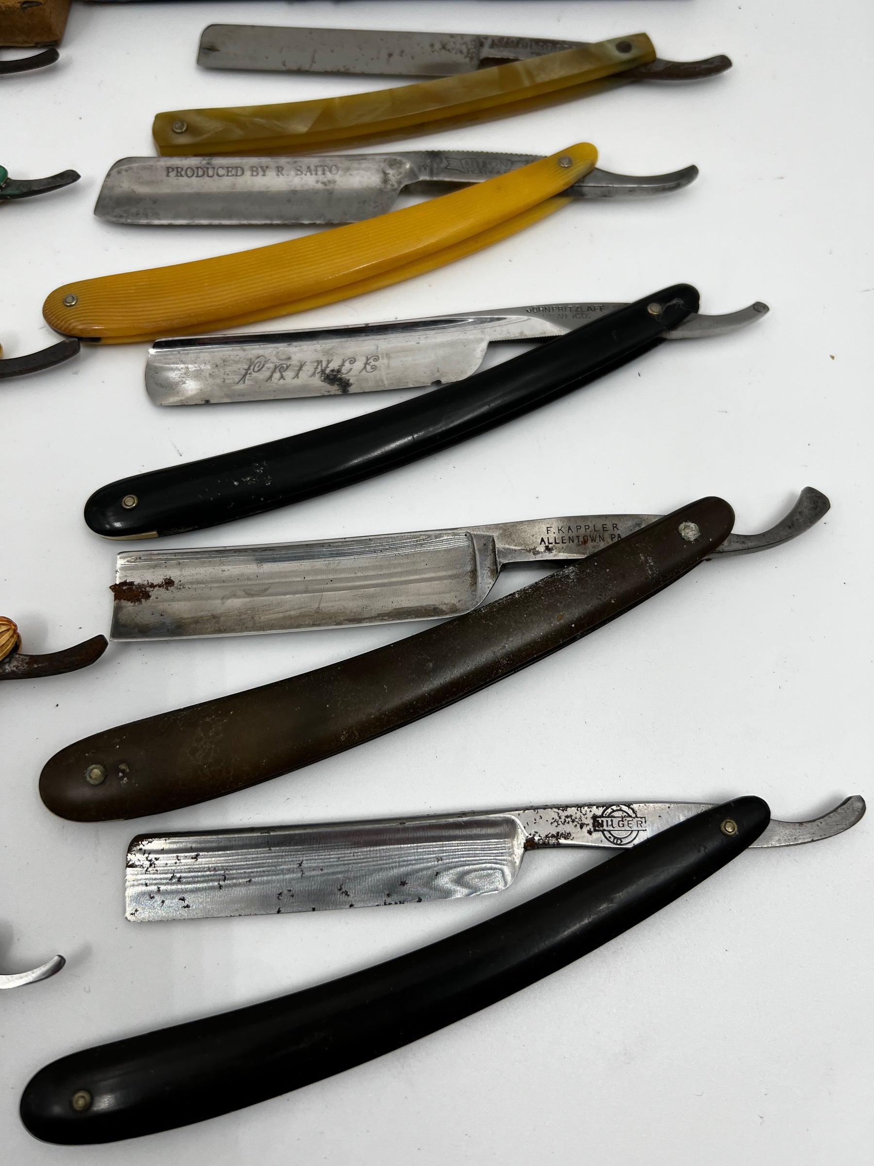 Vintage 10 Straight Razor Lot #26 - May Contain Sheffield, Solingen, Japanese & USA makers, as pictured