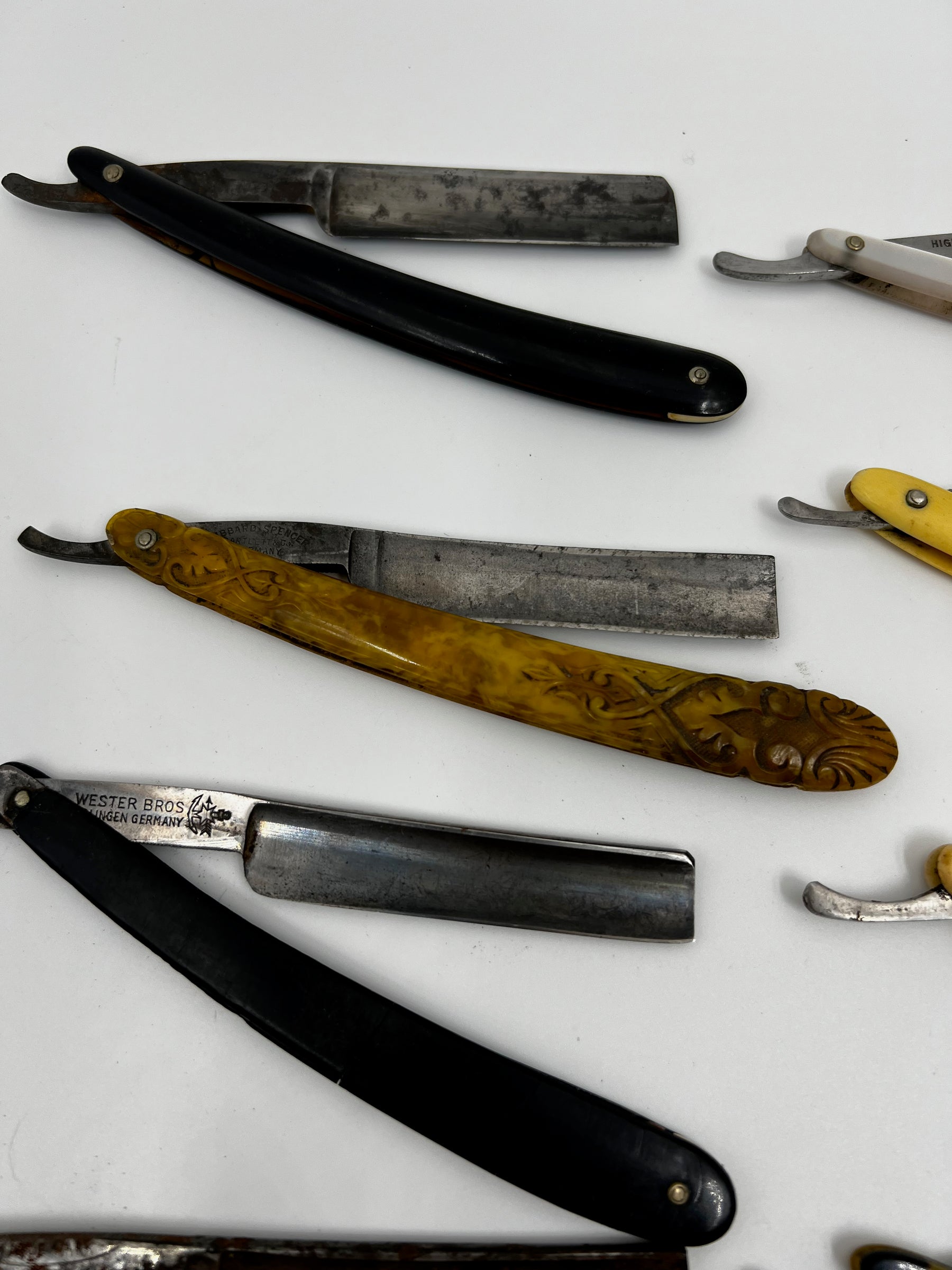 Vintage 10 Straight Razor Lot #27 - May Contain Sheffield, Solingen, Japanese & USA makers, as pictured