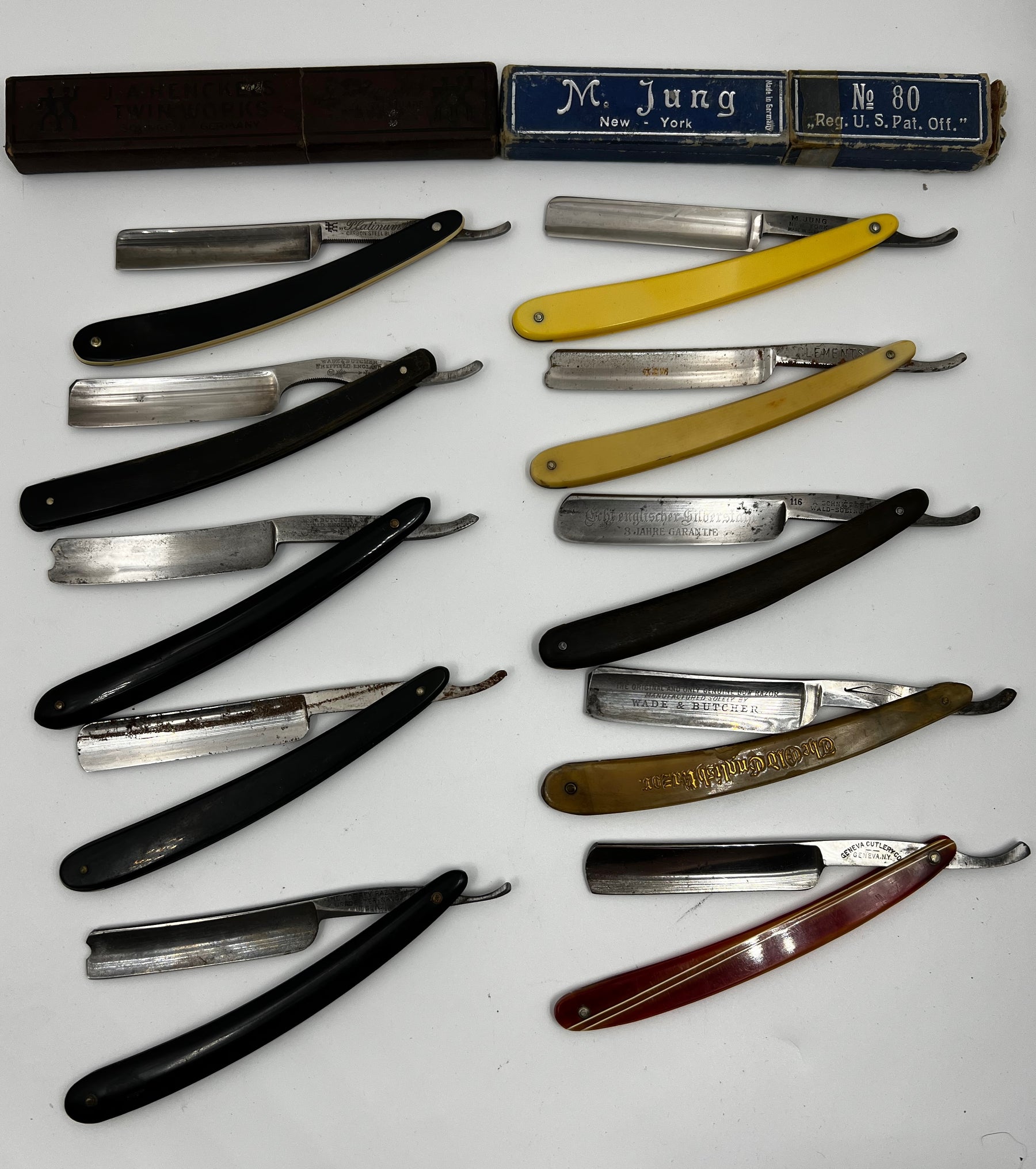 Vintage 10 Straight Razor Lot #29 - May Contain Sheffield, Solingen, Japanese & USA makers, as pictured