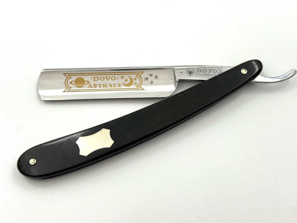 GSG Renewed Dovo "Astrale" Ebony Wood Handle 5/8 Full Hollow Solingen Straight Razor