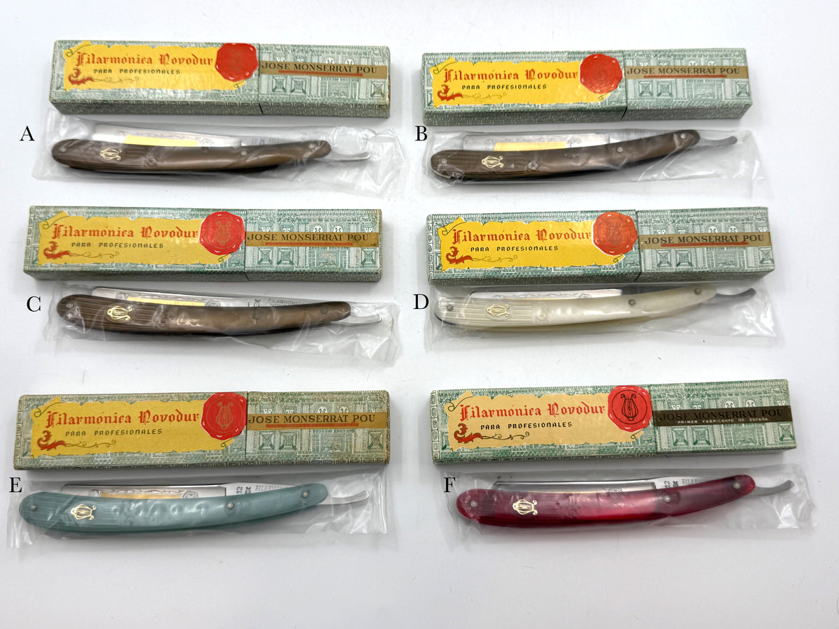 Filarmonica Novodur No. 12 - Jose Monserrat Pou Rare NOS 5/8 Full Hollow Vintage Straight Razor - CHOOSE YOUR RAZOR