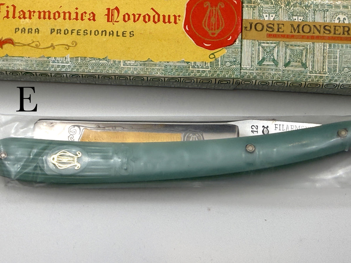 Filarmonica Novodur No. 12 - Jose Monserrat Pou Rare NOS 5/8 Full Hollow Vintage Straight Razor - CHOOSE YOUR RAZOR