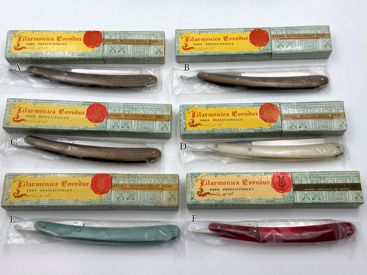 Filarmonica Novodur No. 12 - Jose Monserrat Pou Rare NOS 5/8 Full Hollow Vintage Straight Razor - CHOOSE YOUR RAZOR