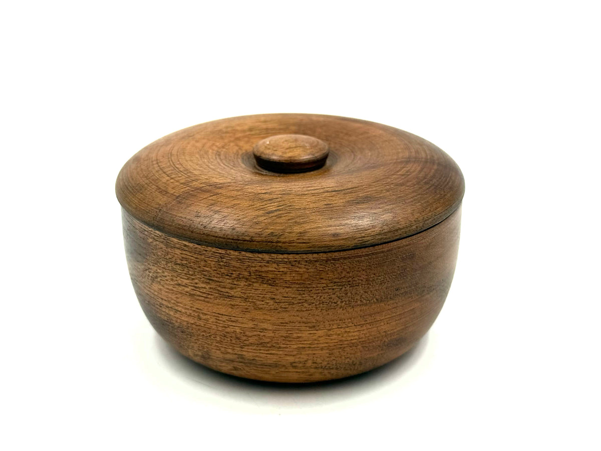 Dark Oak Wood Shaving Soap Bowl with Lid