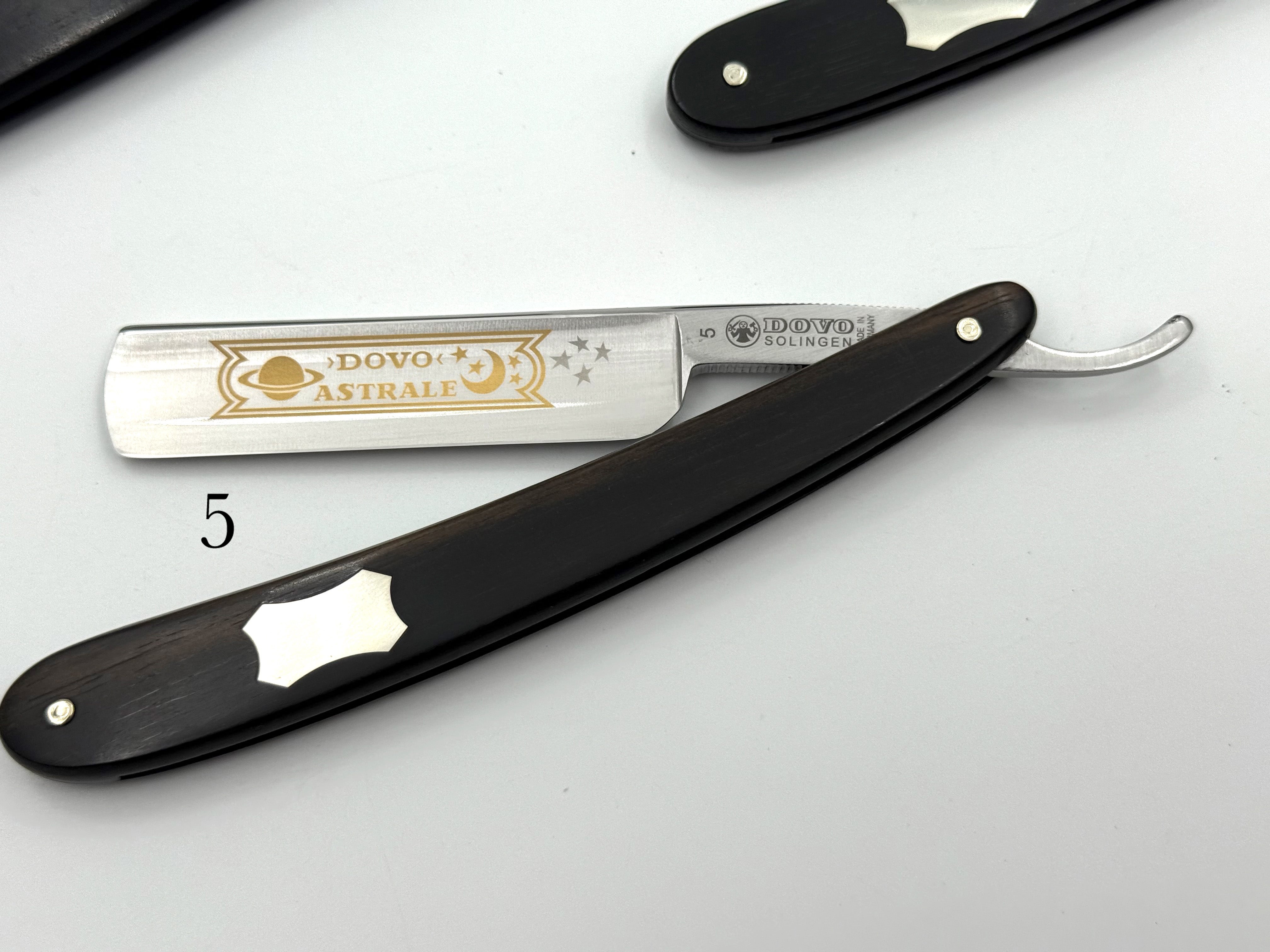 GSG Renewed Dovo "Astrale" Ebony Wood Handle 5/8 Full Hollow Solingen Straight Razors (CHOOSE YOUR RAZOR)