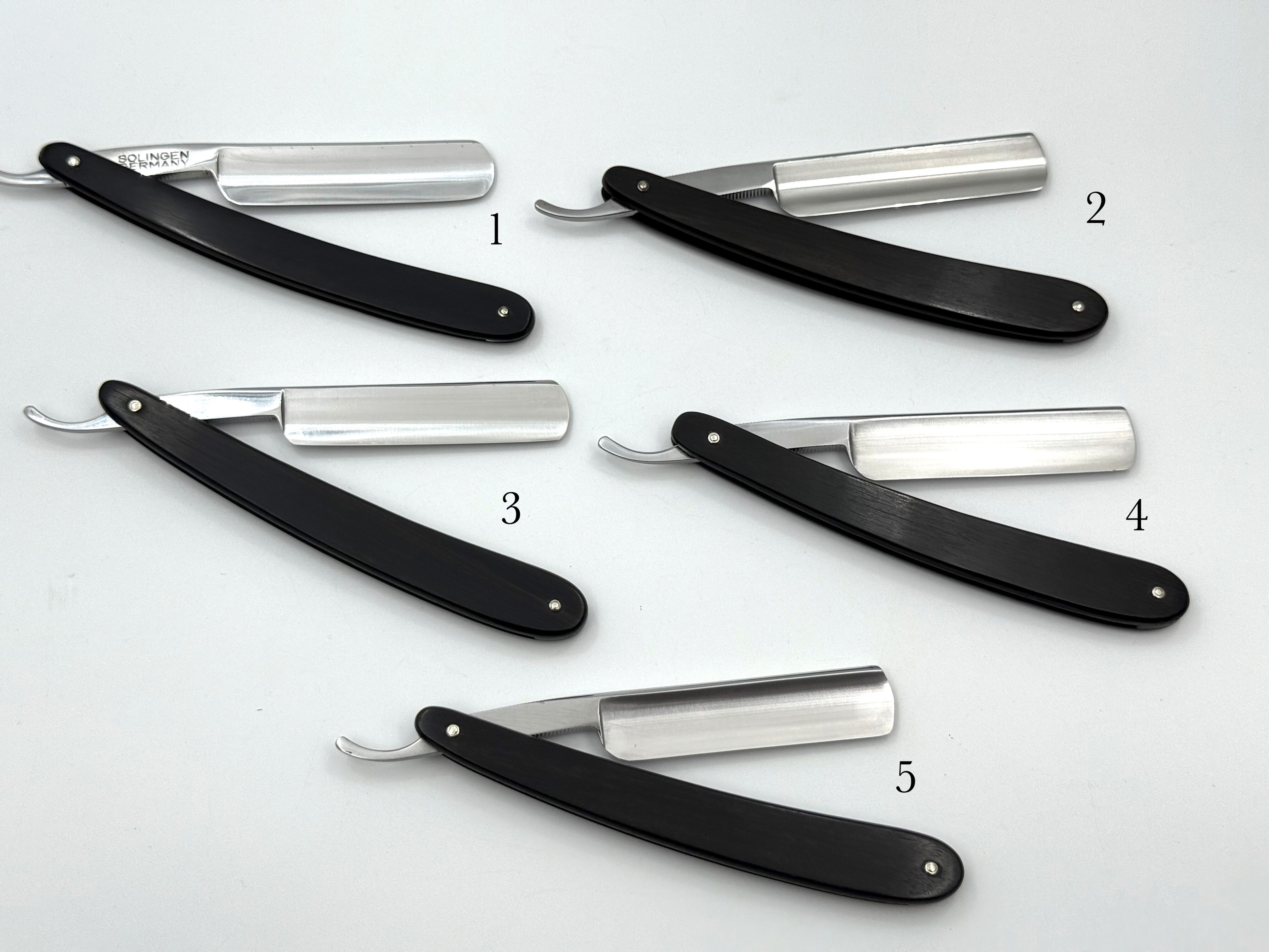 GSG Renewed Dovo "Astrale" Ebony Wood Handle 5/8 Full Hollow Solingen Straight Razors (CHOOSE YOUR RAZOR)