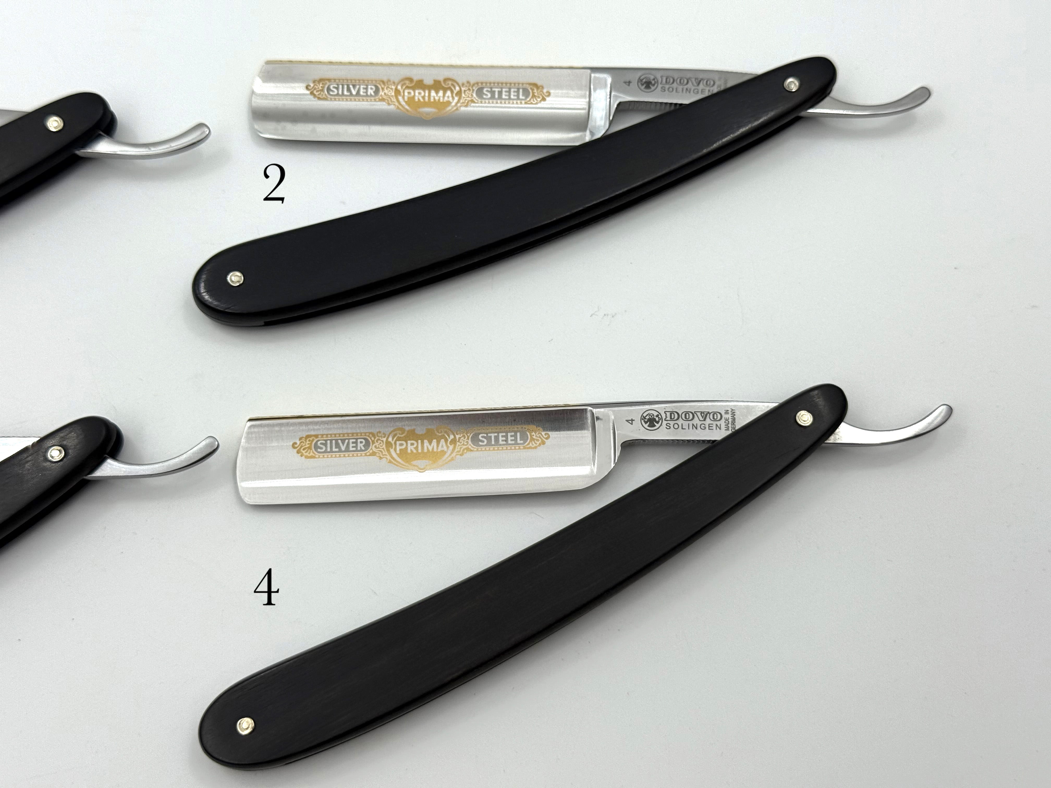 GSG Renewed Dovo "Prima" Ebony Handle 5/8 Etched, Engraved and Gold Washed Full Hollow Solingen Straight Razors (CHOOSE YOUR RAZOR)