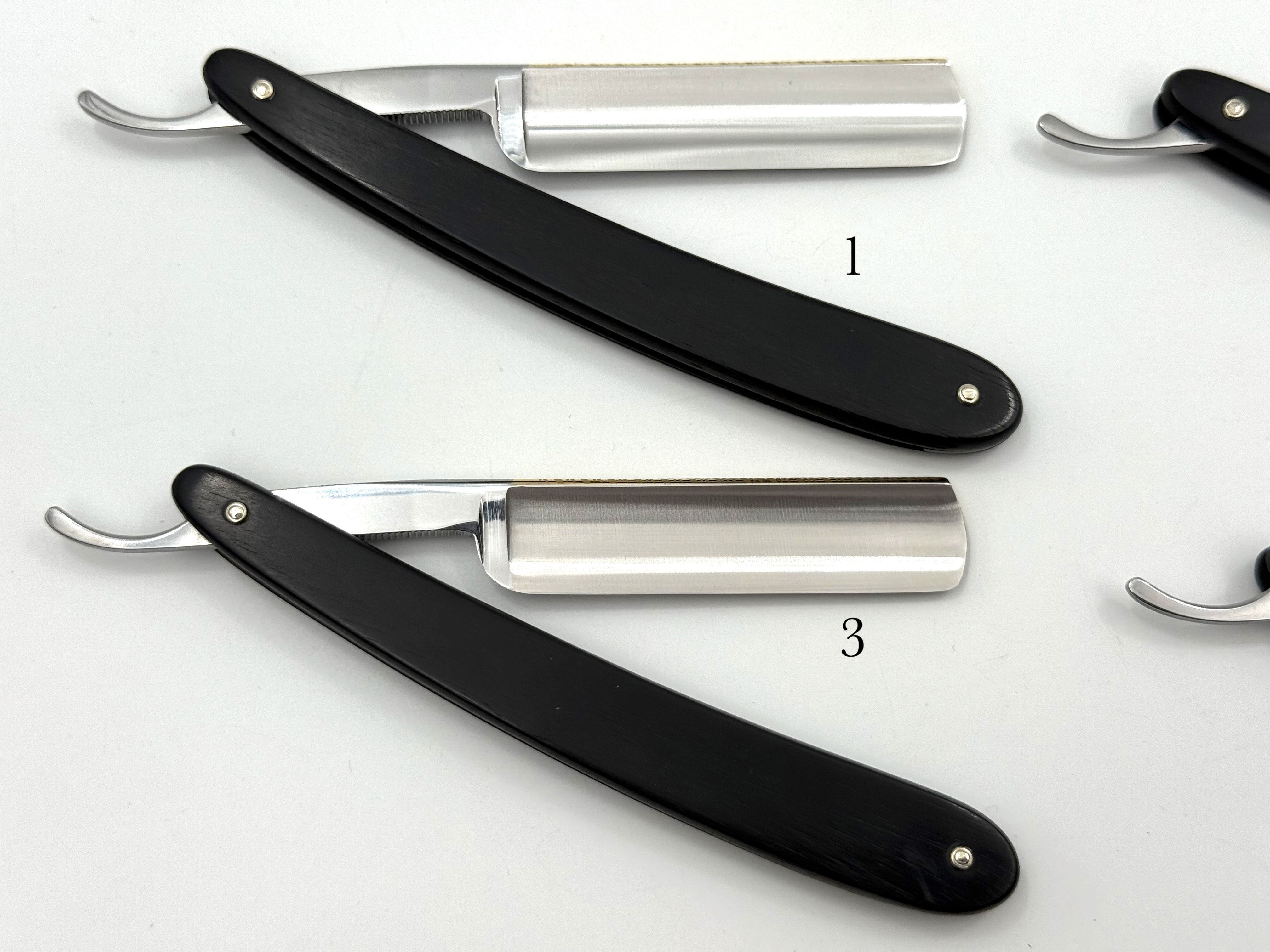 GSG Renewed Dovo "Prima" Ebony Handle 5/8 Etched, Engraved and Gold Washed Full Hollow Solingen Straight Razors (CHOOSE YOUR RAZOR)