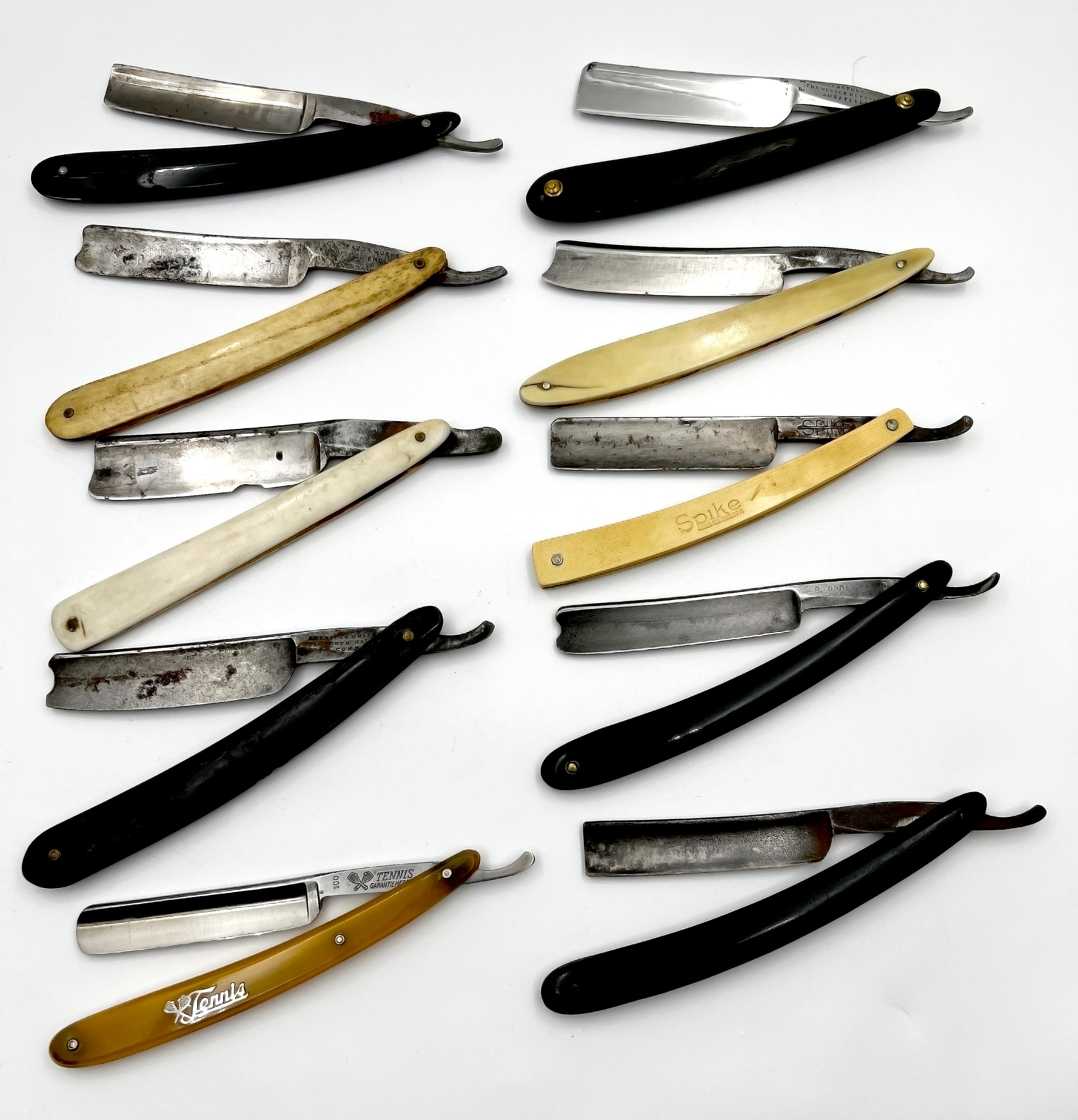 Vintage 10 Straight Razor Lot #33 - May Contain Sheffield, Solingen & USA makers, as pictured