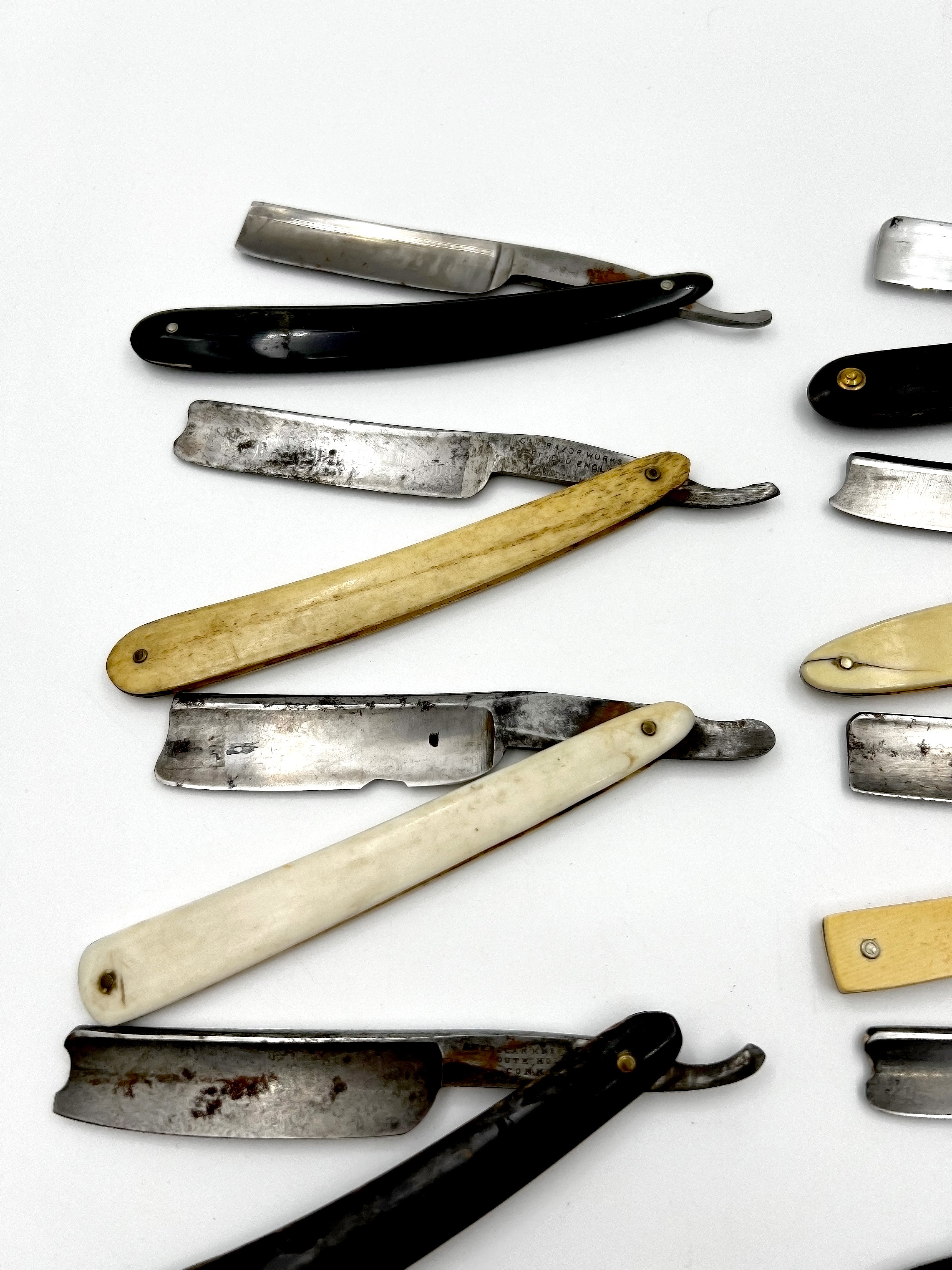 Vintage 10 Straight Razor Lot #33 - May Contain Sheffield, Solingen & USA makers, as pictured