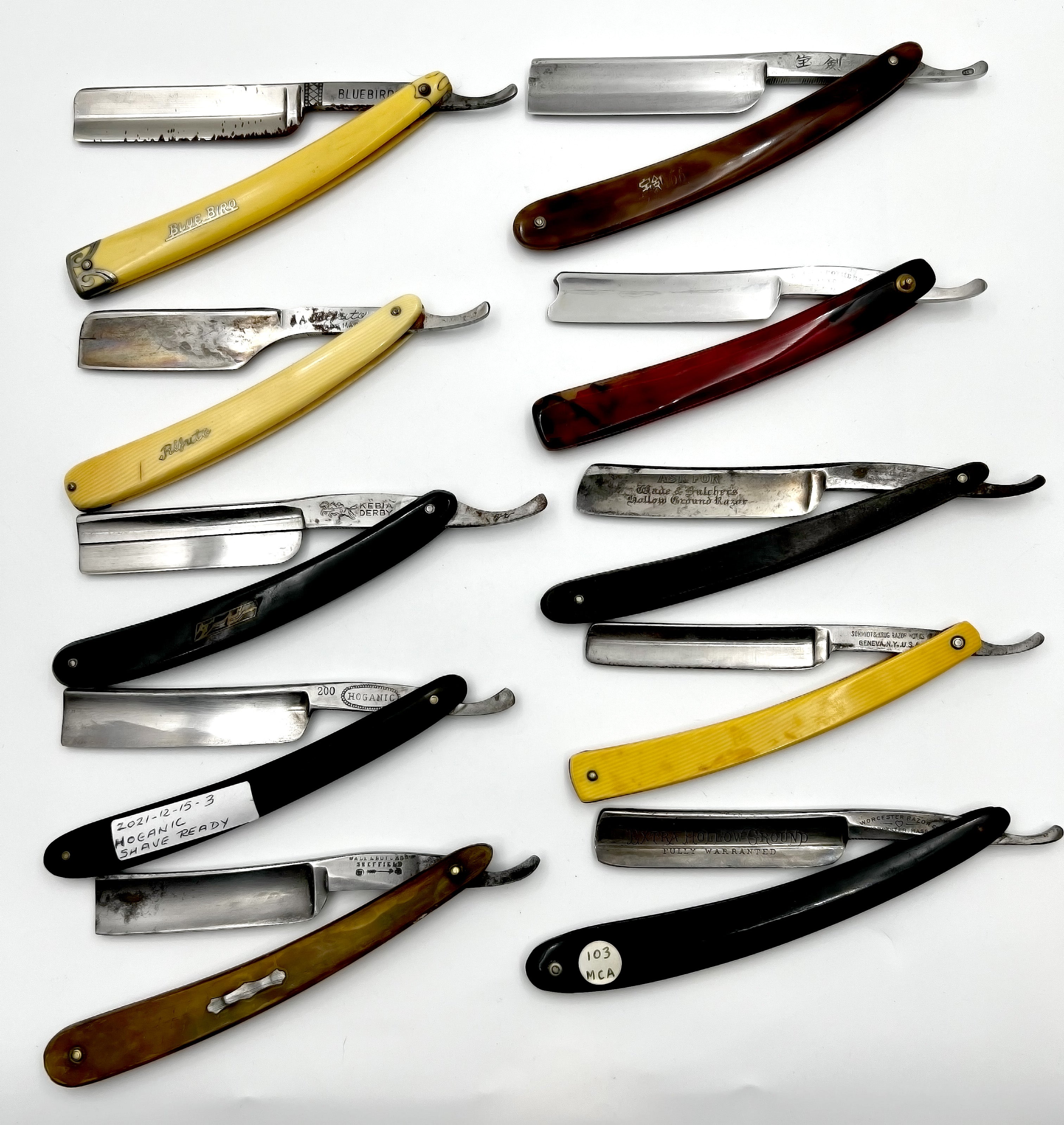 Vintage 10 Straight Razor Lot #35 - May Contain Sheffield, Solingen & USA makers, as pictured