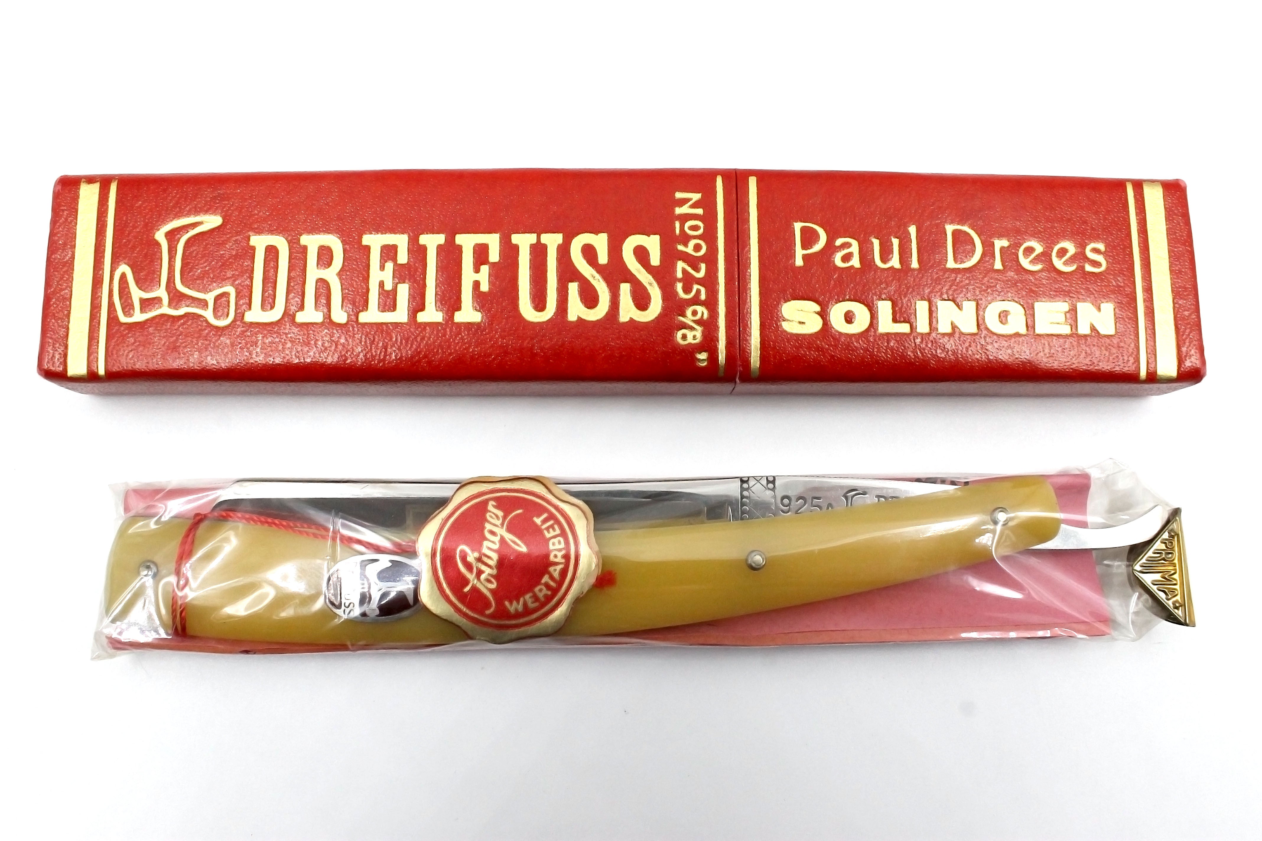 Paul Drees "Dreifuss" no. 925 - RARE NOS 6/8-13/16 Full Hollow Vintage Solingen Straight Razors